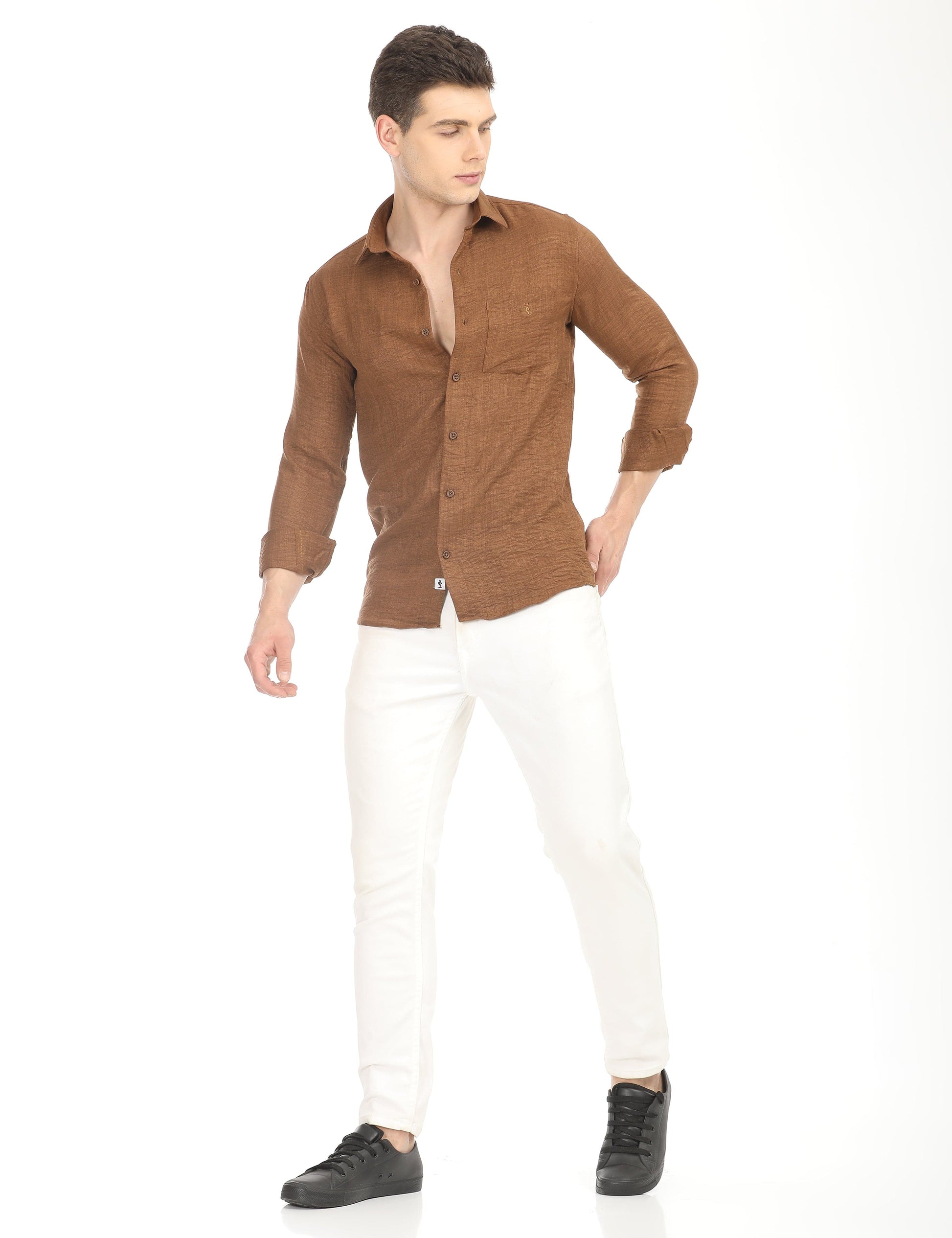 Men's Slim Fit Solid Full Sleeves Casual Shirt