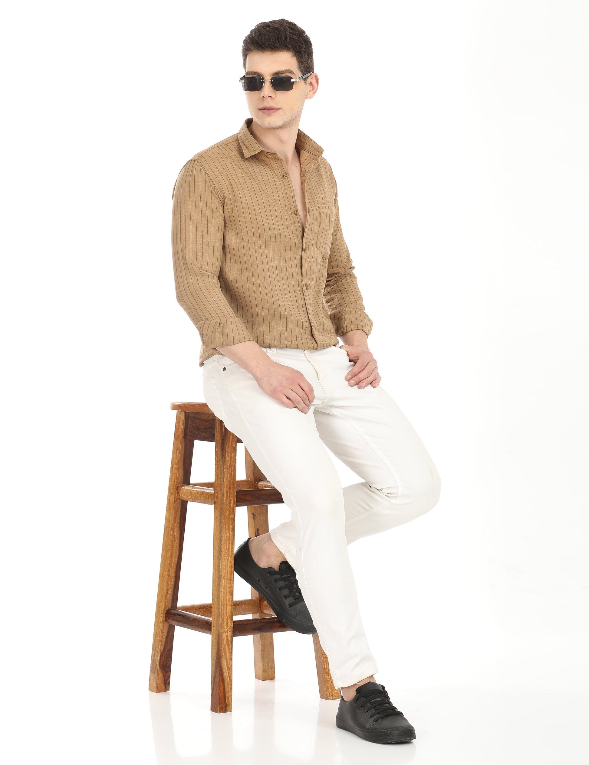 Men's Slim Fit Stripes Full Sleeves Casual Shirt