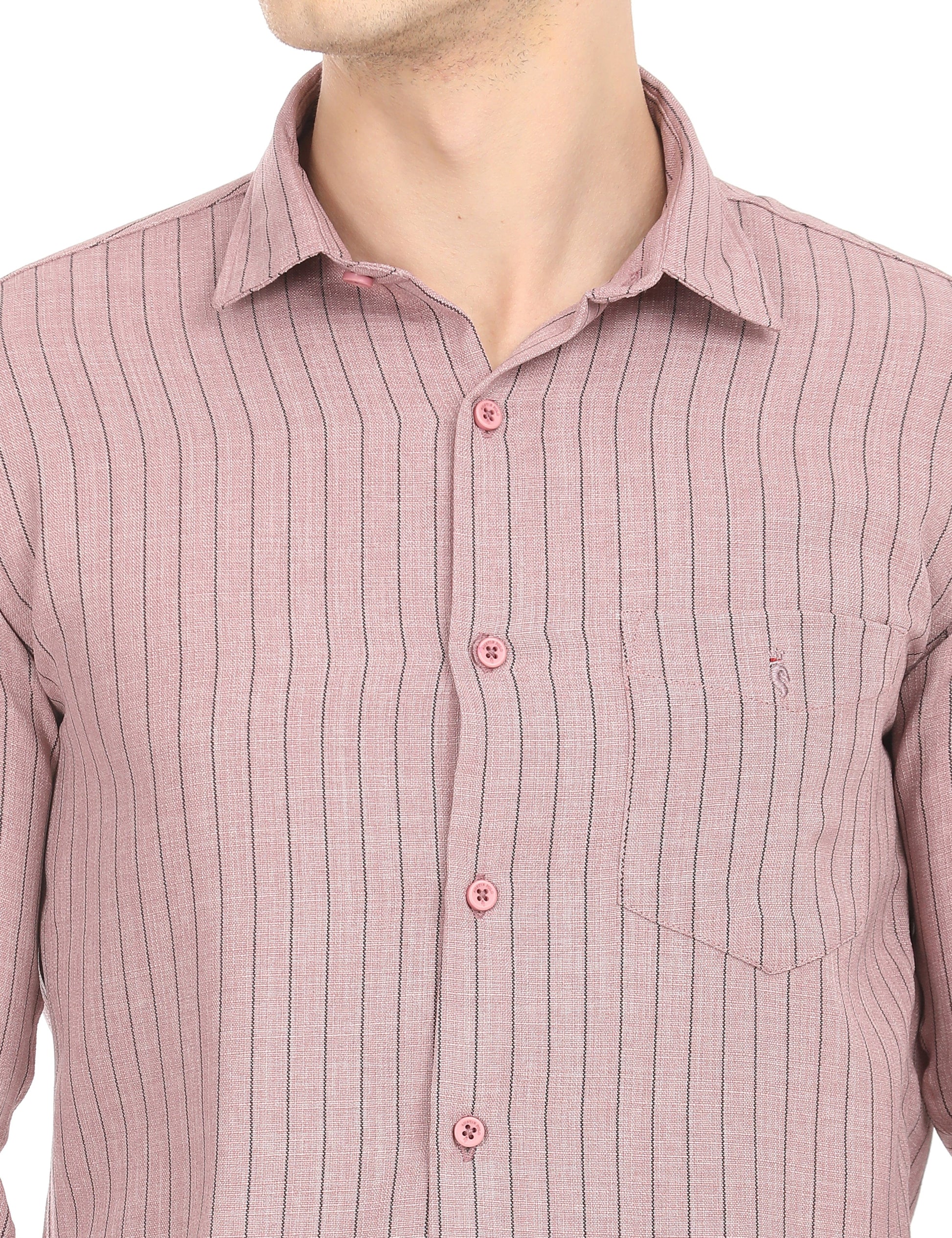 Men's Slim Fit Stripes Full Sleeves Casual Shirt
