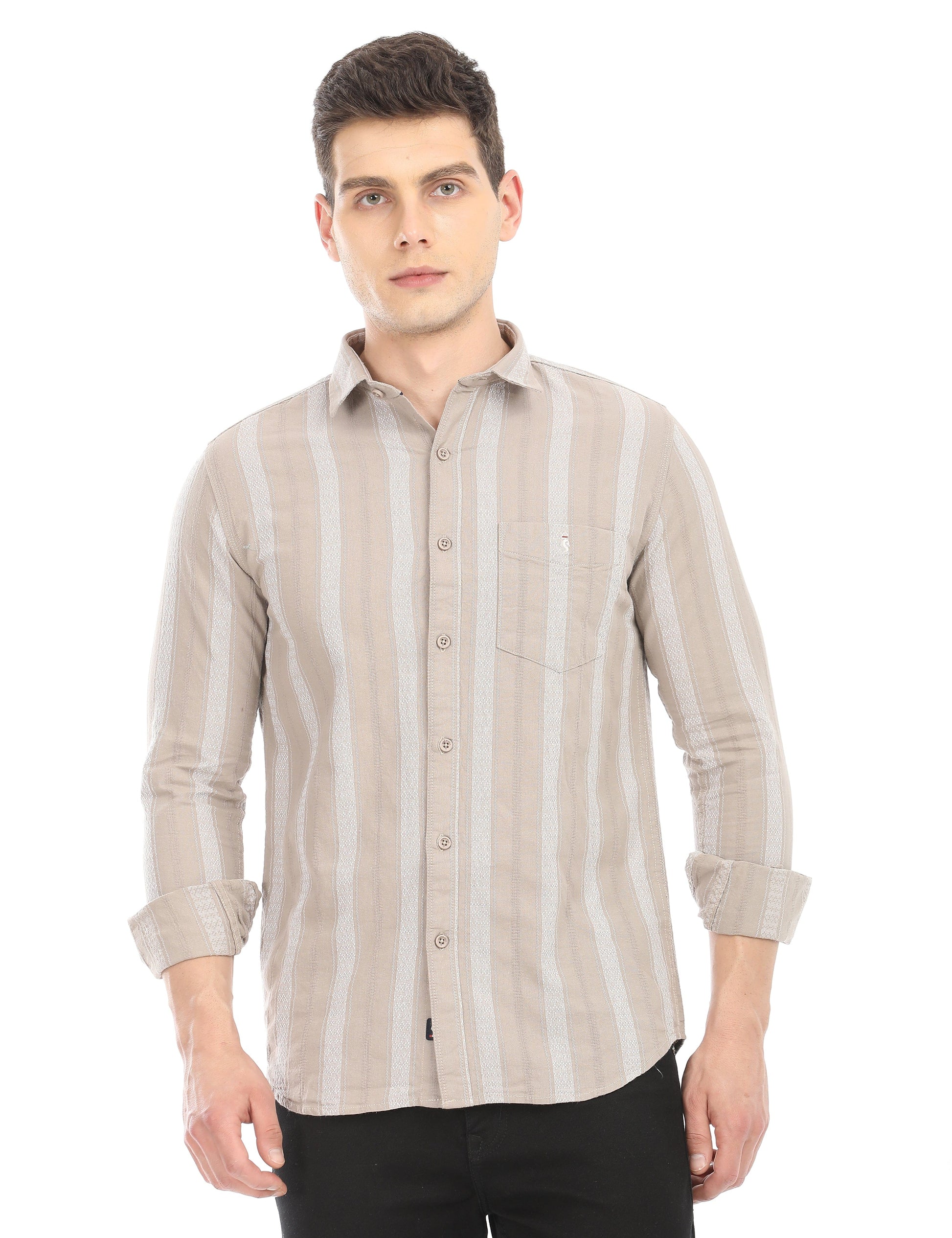 Men's Slim Fit Stripes Full Sleeves Casual Shirt