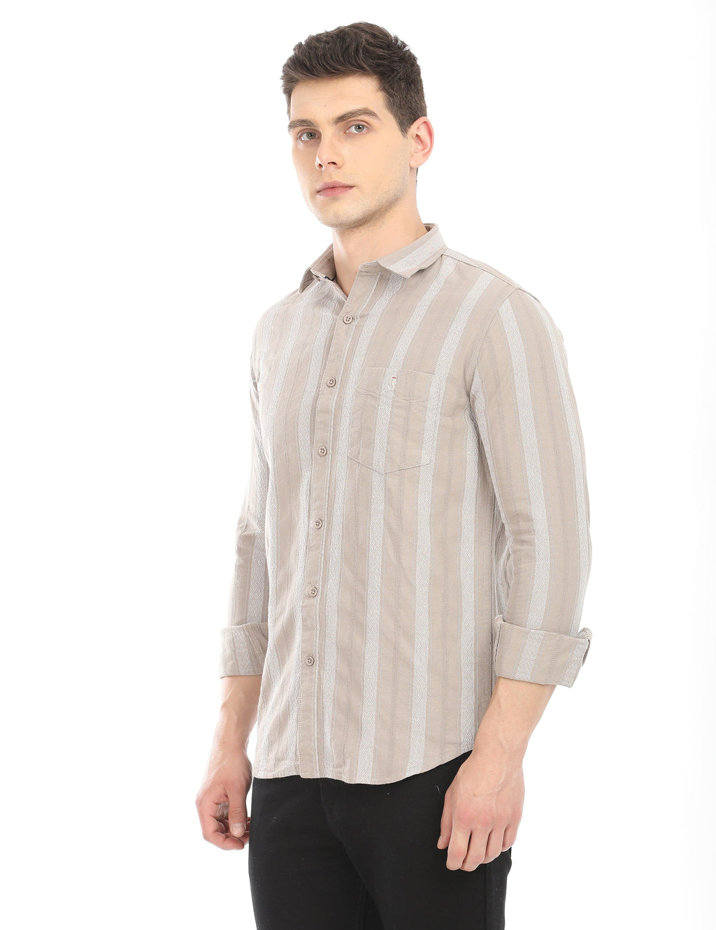 Men's Slim Fit Stripes Full Sleeves Casual Shirt