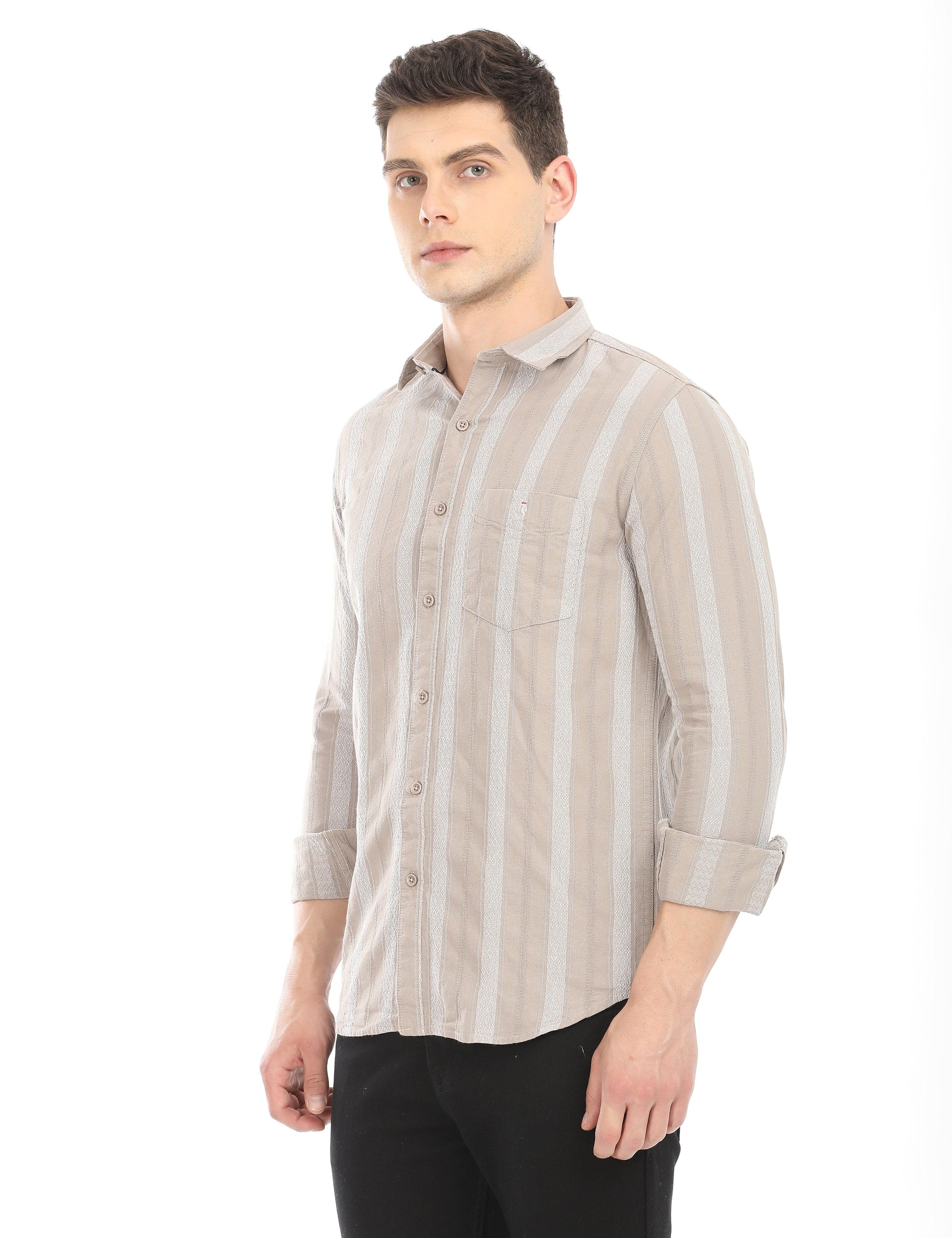 Men's Slim Fit Stripes Full Sleeves Casual Shirt