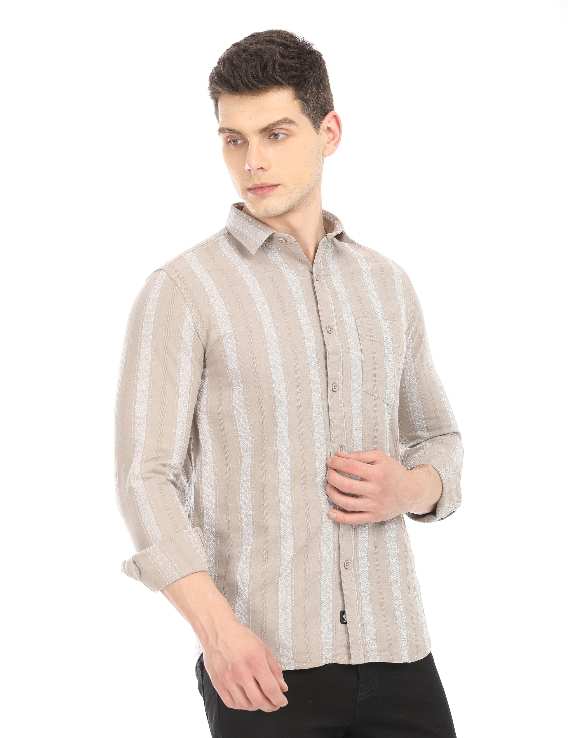 Men's Slim Fit Stripes Full Sleeves Casual Shirt