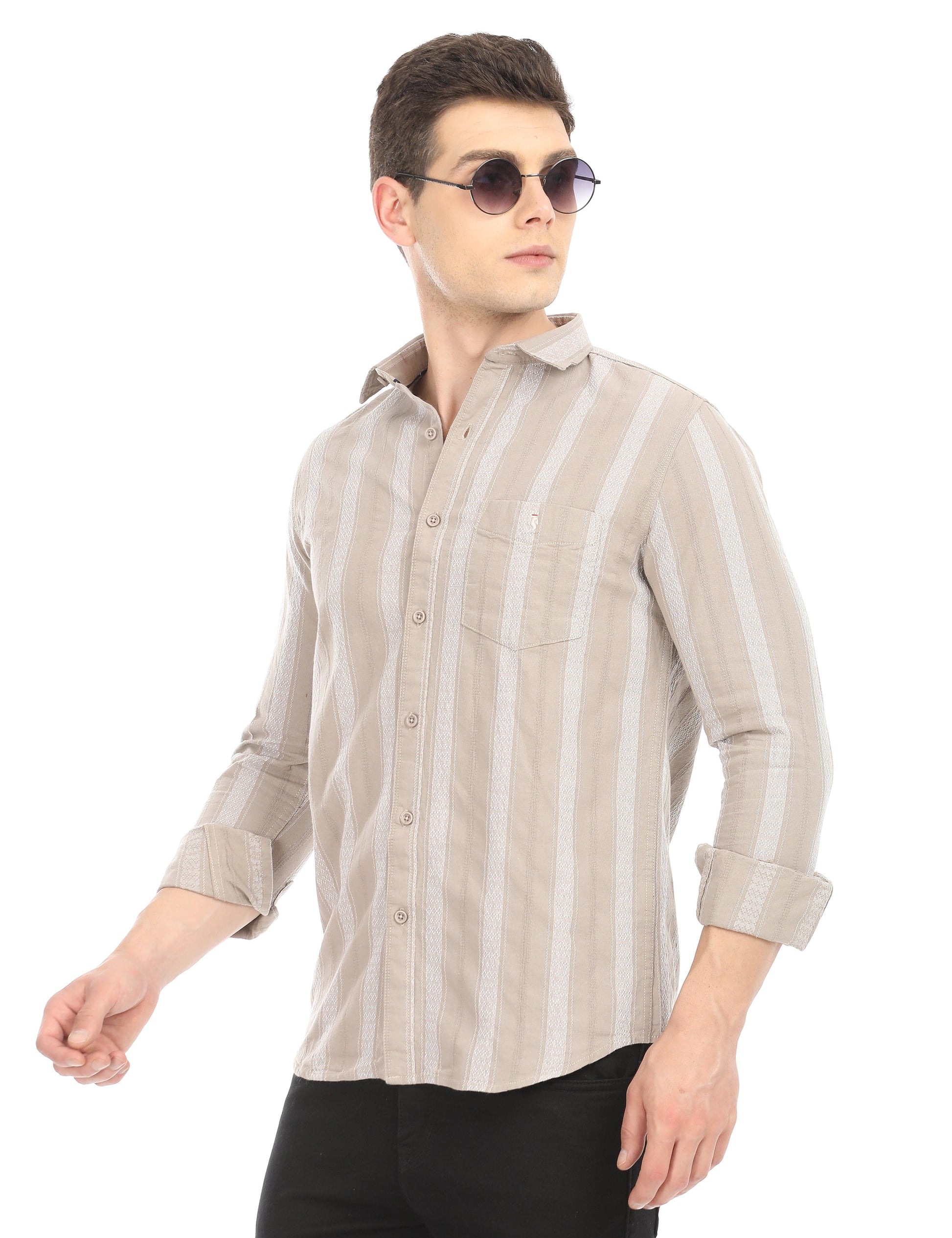 Men's Slim Fit Stripes Full Sleeves Casual Shirt
