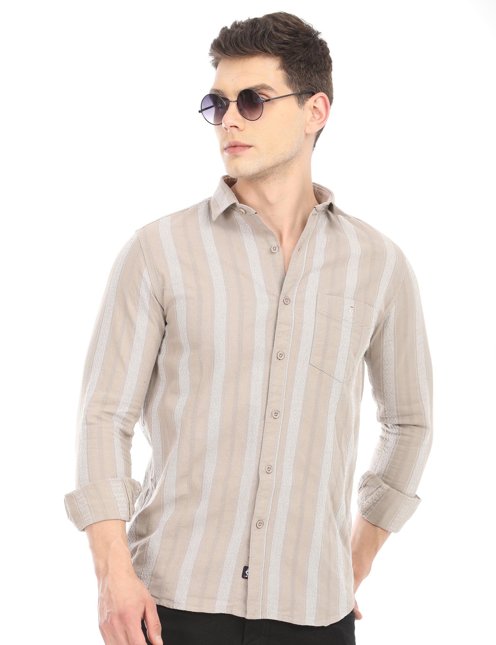 Men's Slim Fit Stripes Full Sleeves Casual Shirt