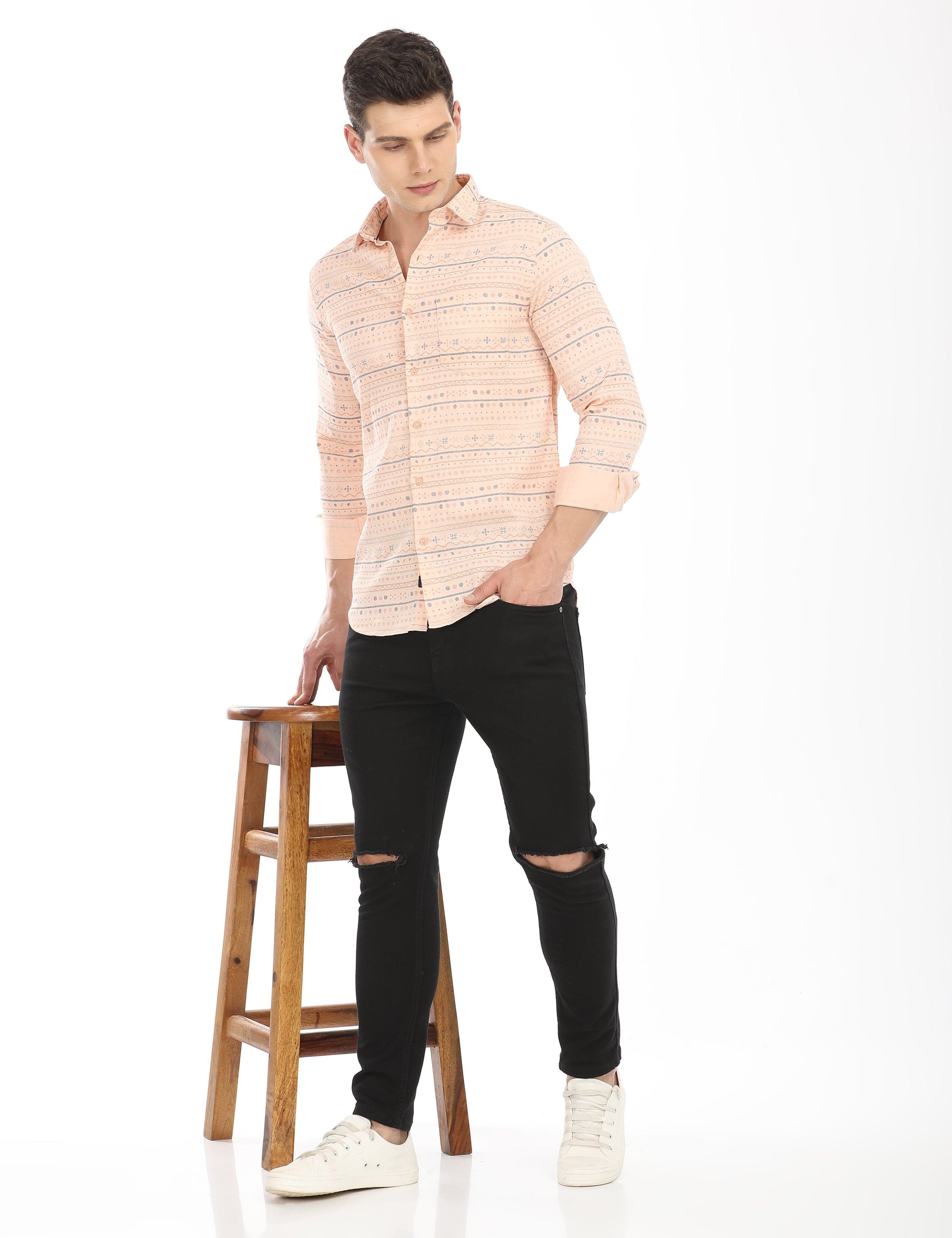 Men's Slim Fit Printed Full Sleeves Casual Shirt