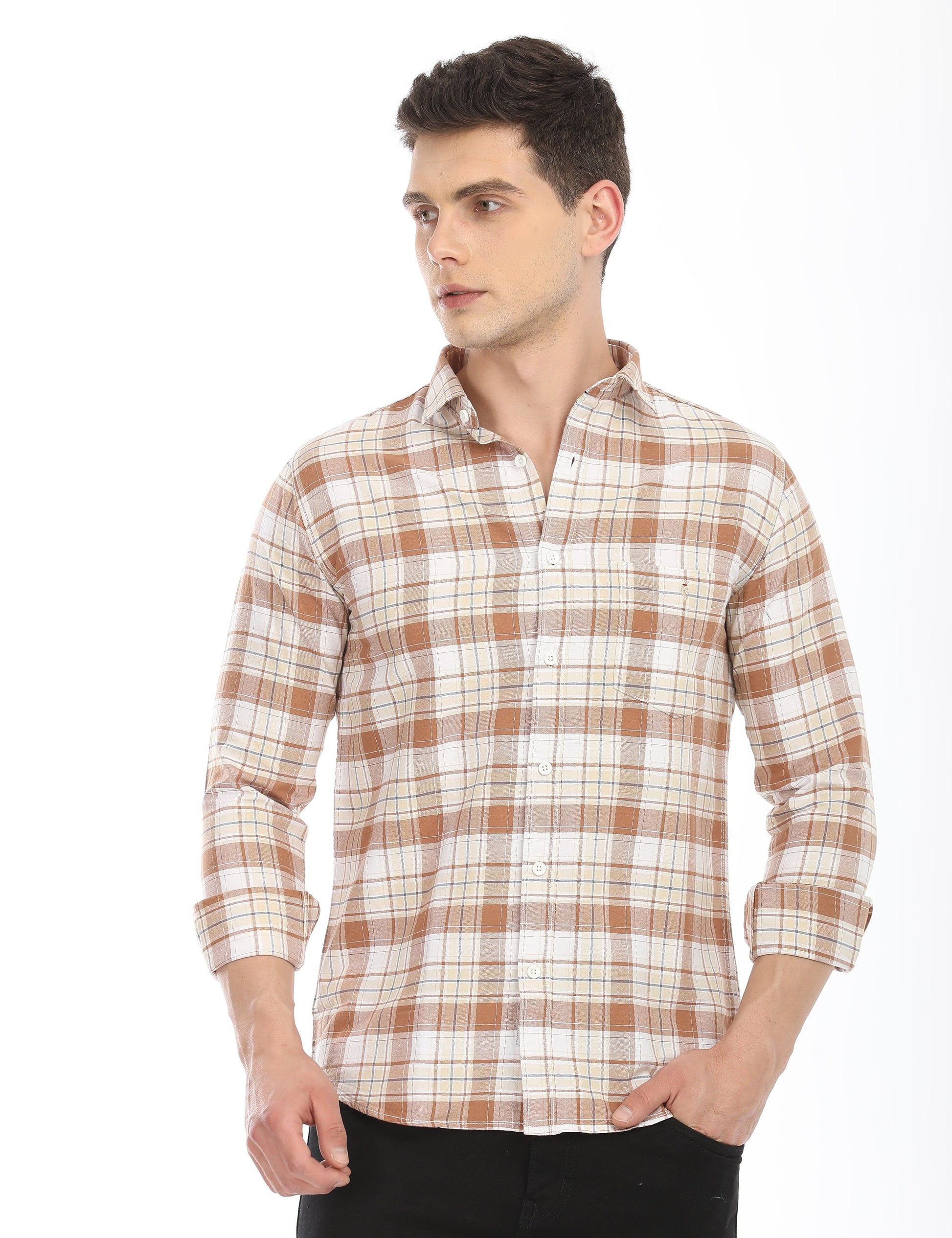 Men's Slim Fit Checks Full Sleeves Casual Shirt