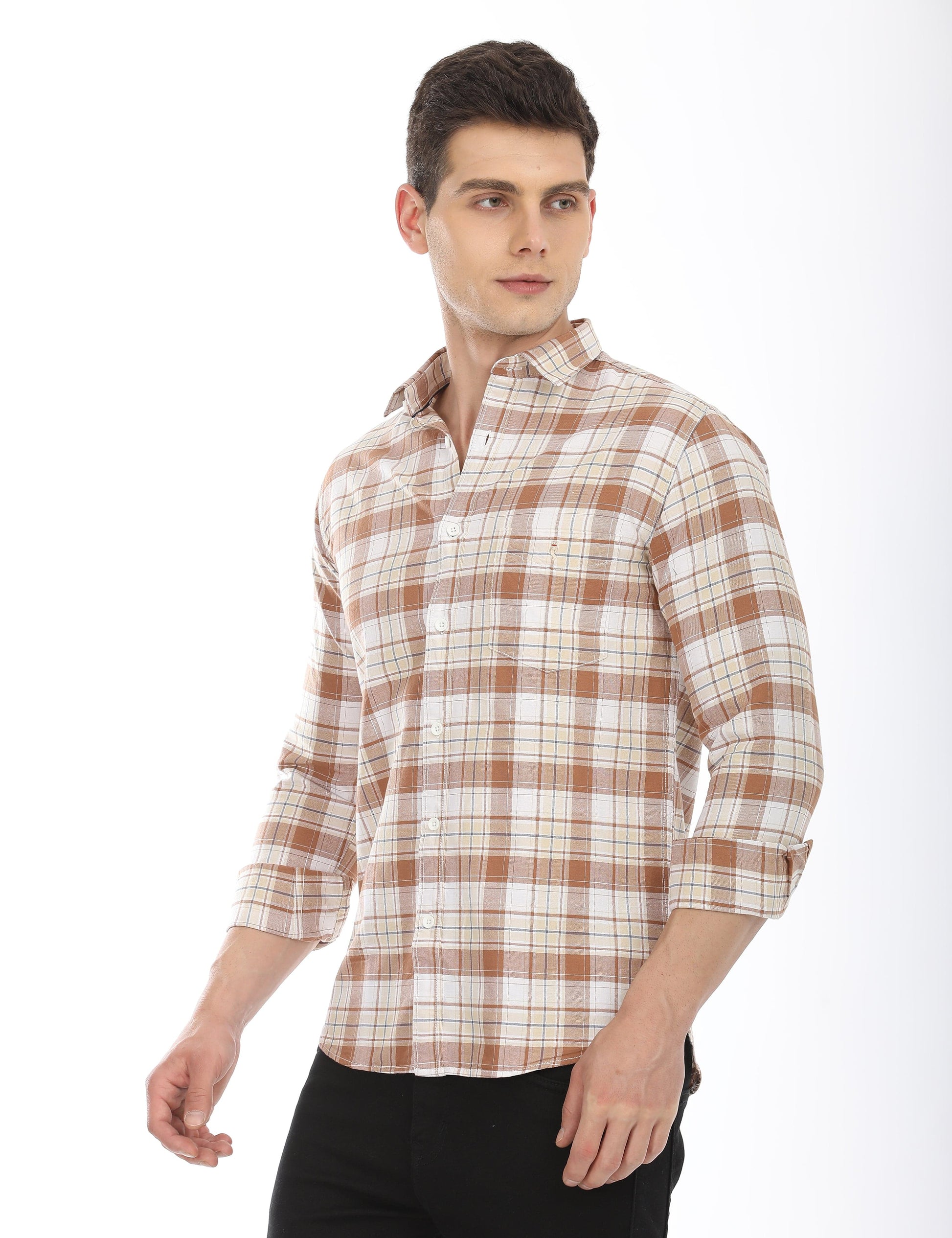 Men's Slim Fit Checks Full Sleeves Casual Shirt