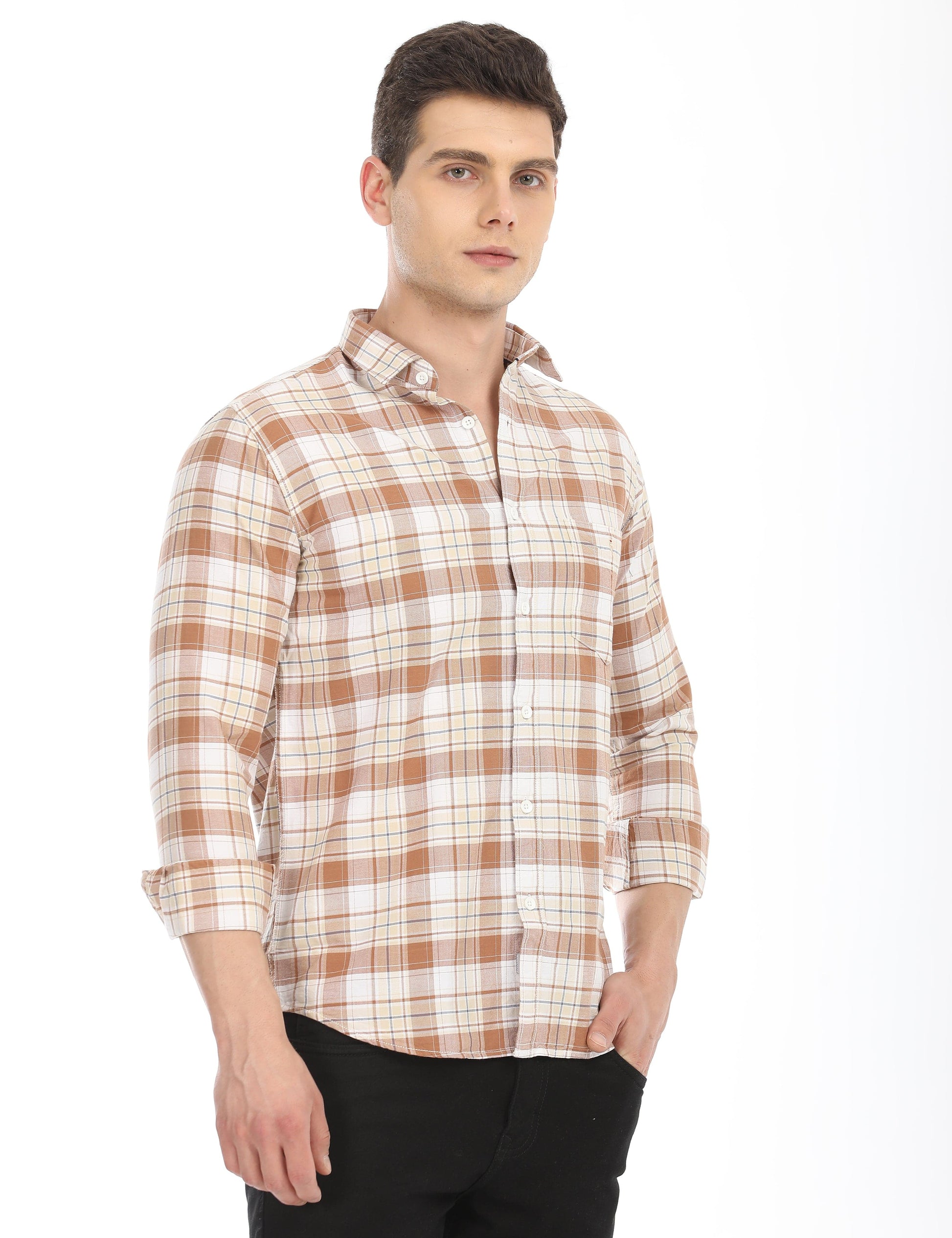 Men's Slim Fit Checks Full Sleeves Casual Shirt