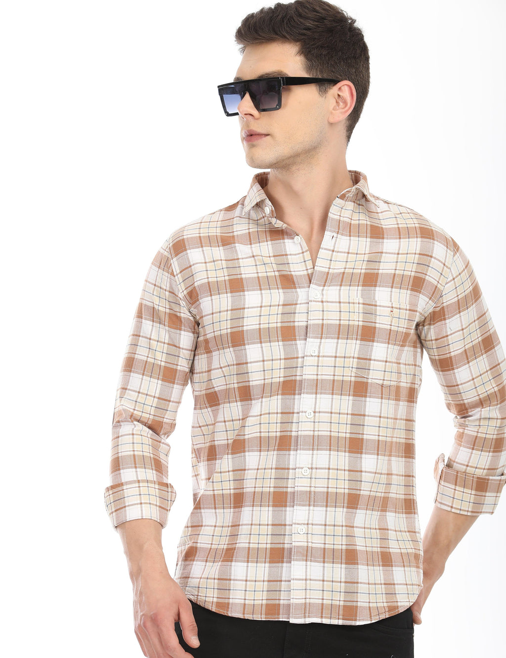 Men's Slim Fit Checks Full Sleeves Casual Shirt