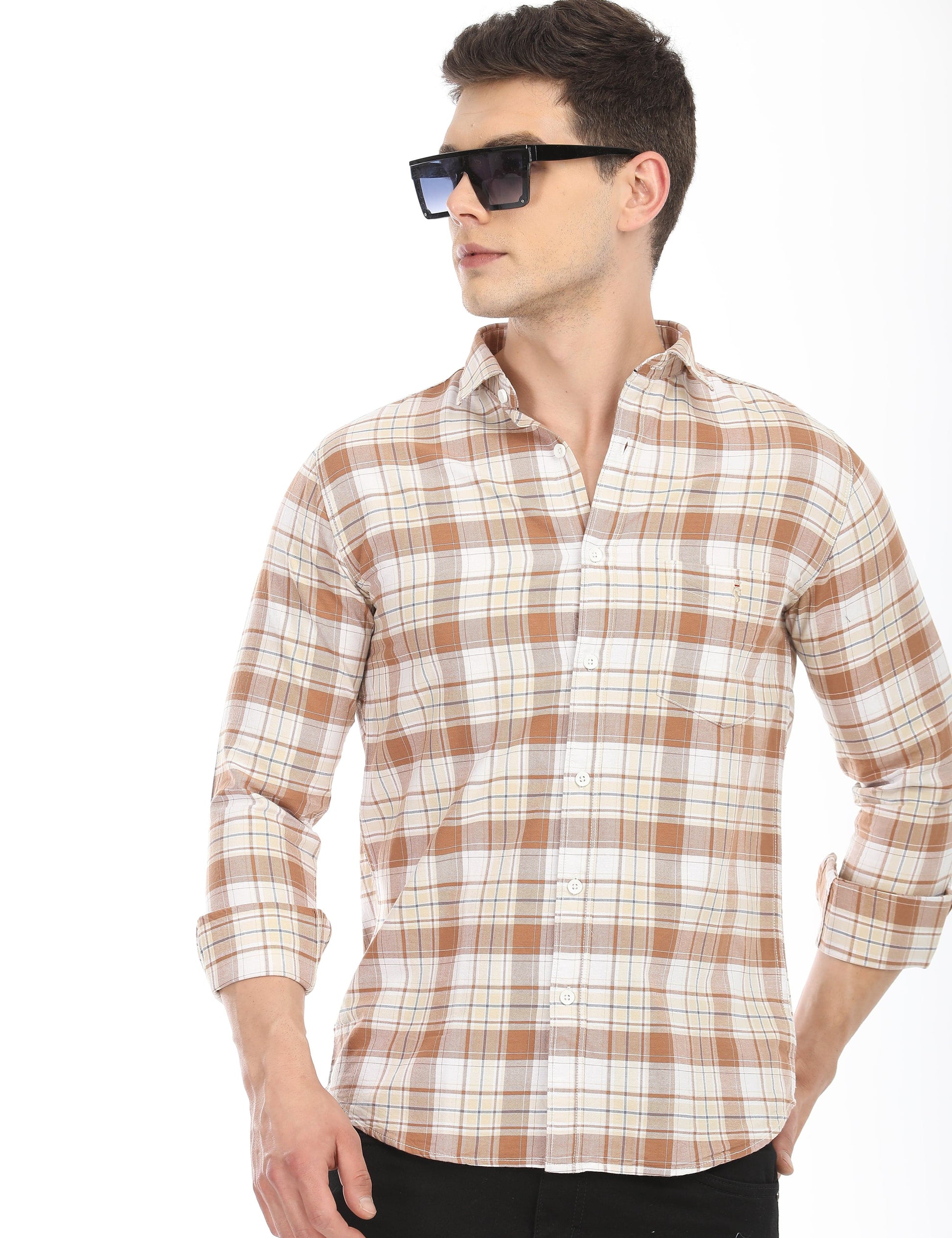 Men's Slim Fit Checks Full Sleeves Casual Shirt