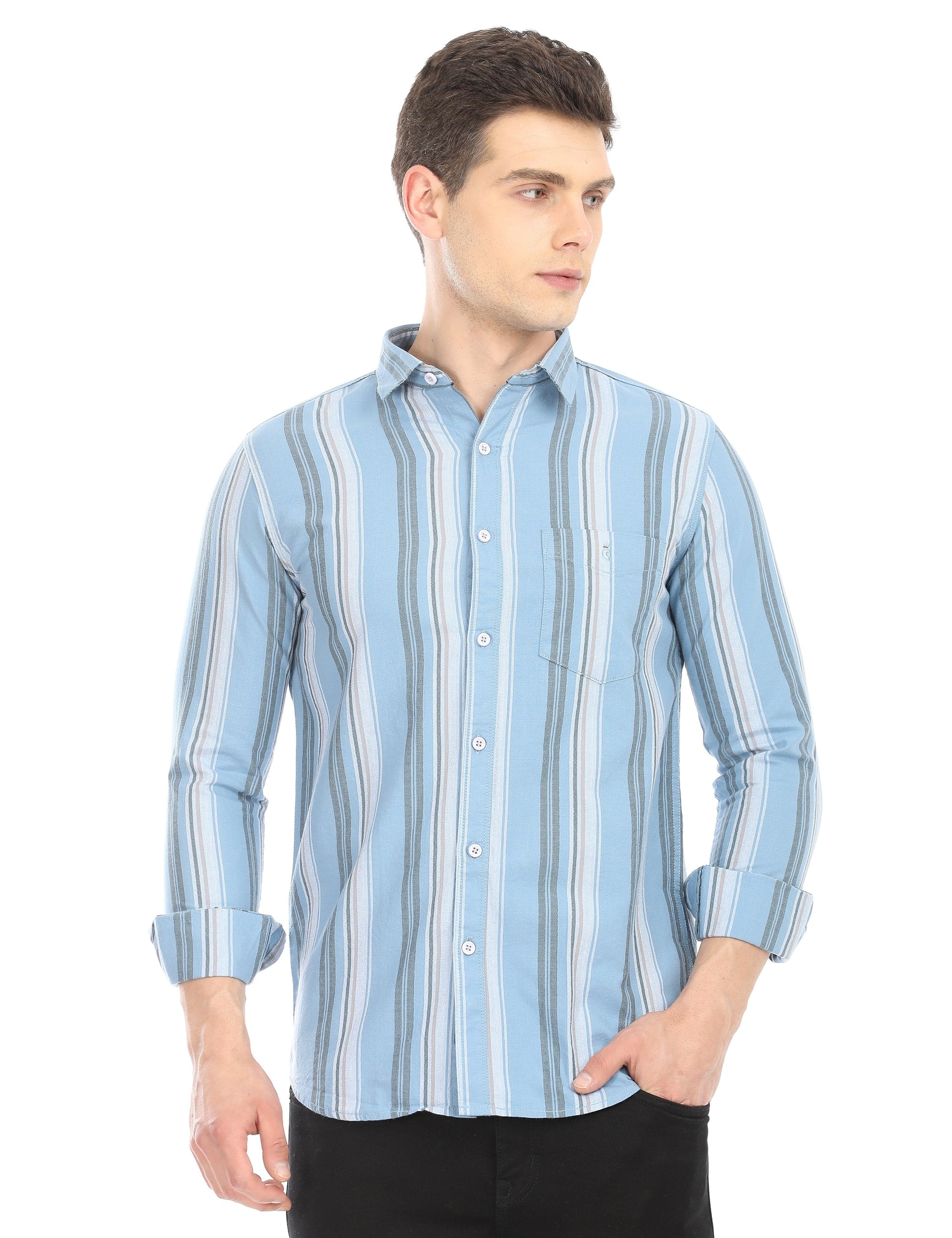 Men's Slim Fit Stripes Full Sleeves Casual Shirt