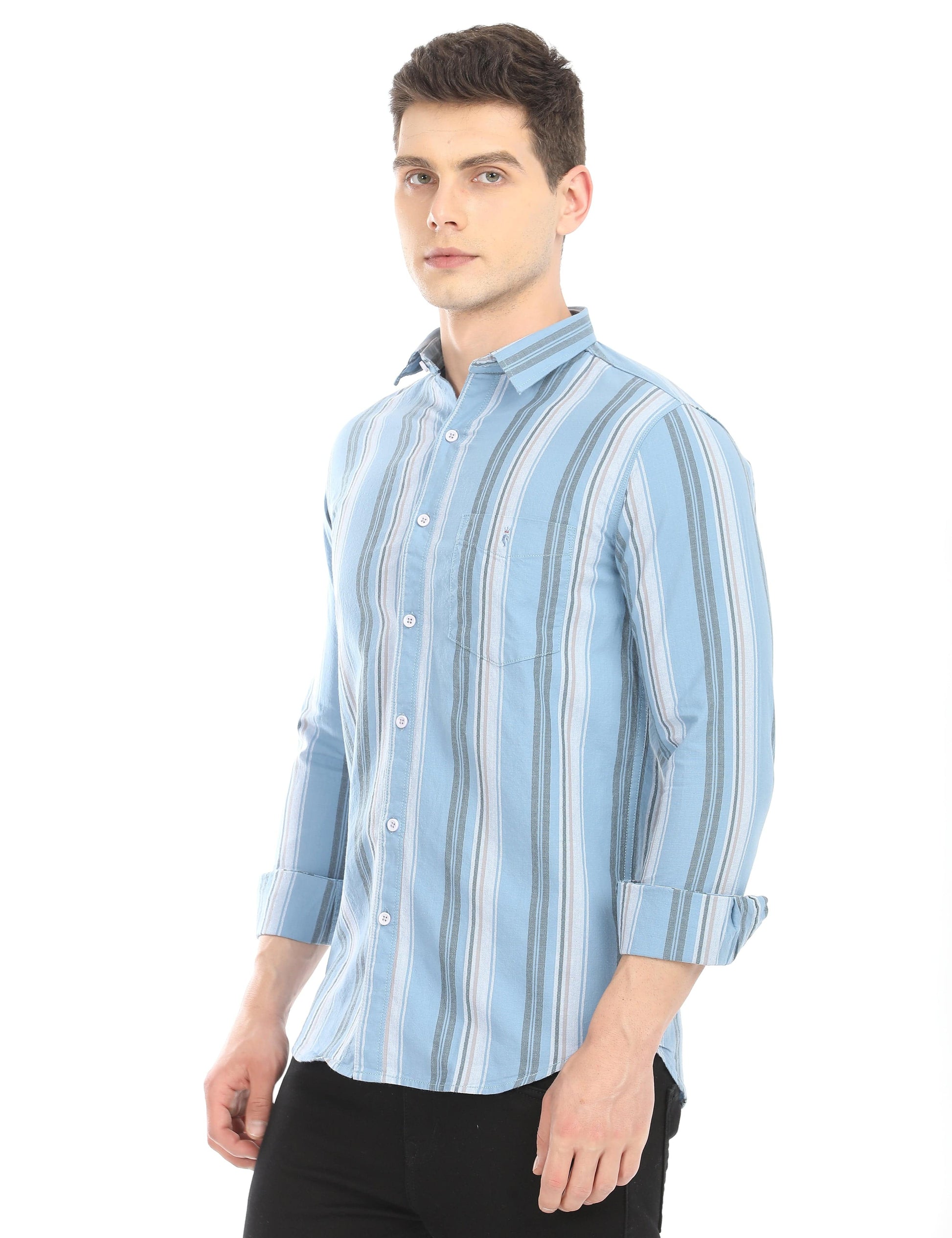 Men's Slim Fit Stripes Full Sleeves Casual Shirt