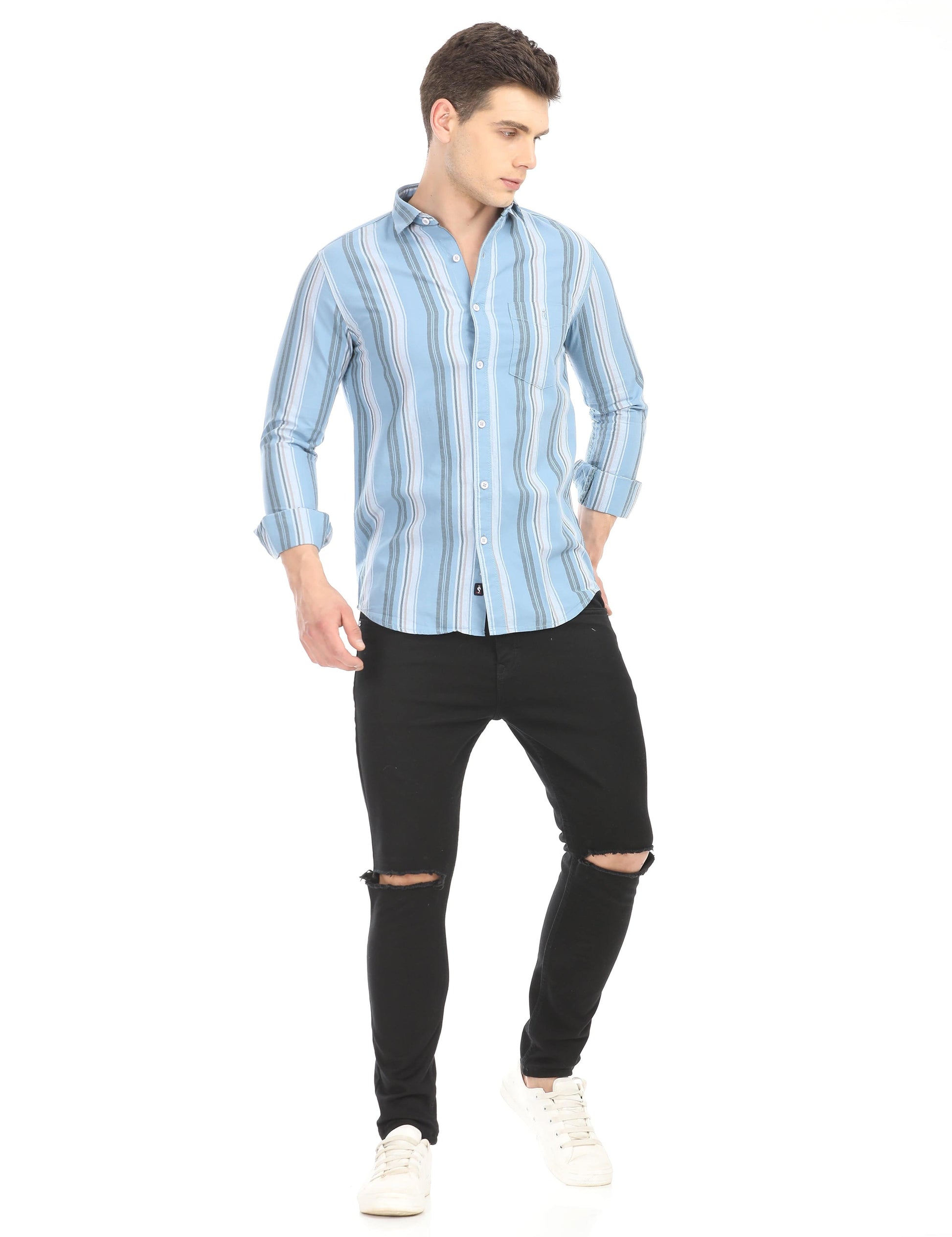 Men's Slim Fit Stripes Full Sleeves Casual Shirt