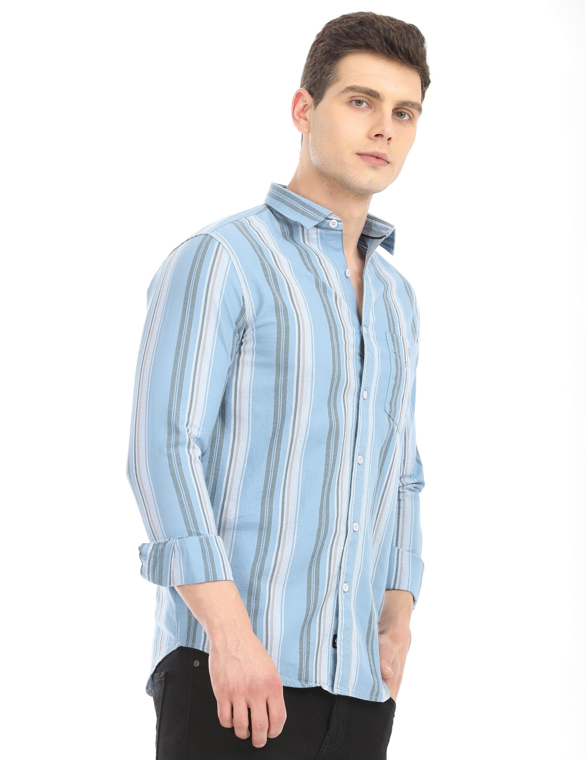 Men's Slim Fit Stripes Full Sleeves Casual Shirt