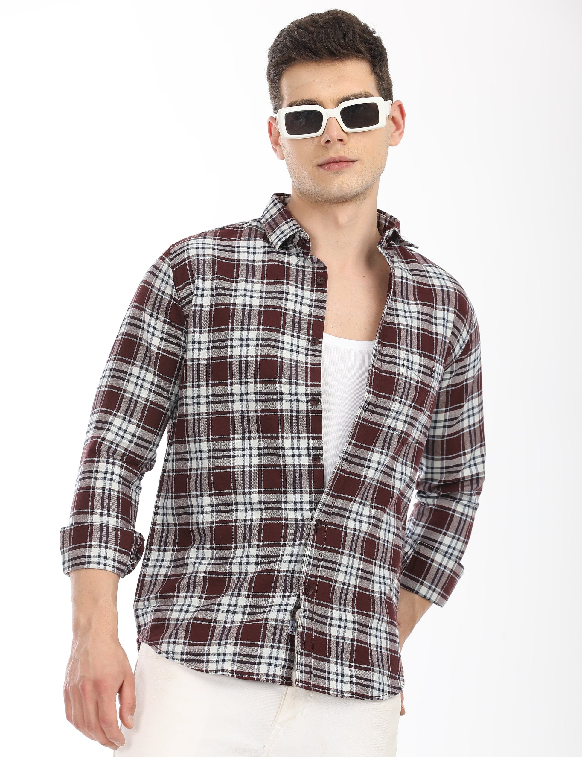 Men's Slim Fit Checks Full Sleeves Casual Shirt