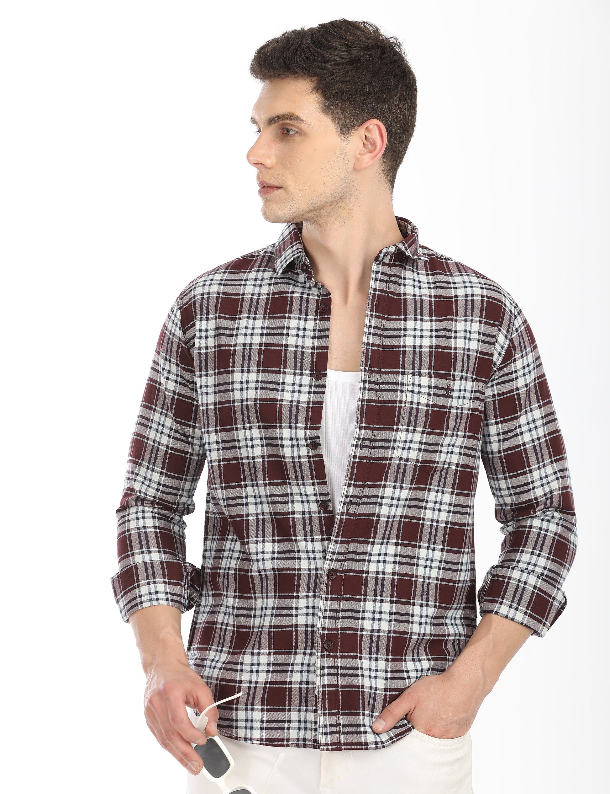 Men's Slim Fit Checks Full Sleeves Casual Shirt