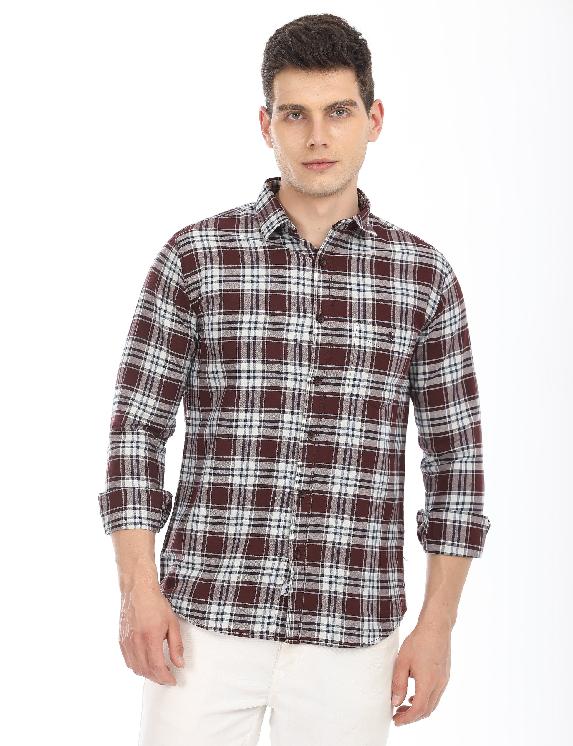 Men's Slim Fit Checks Full Sleeves Casual Shirt