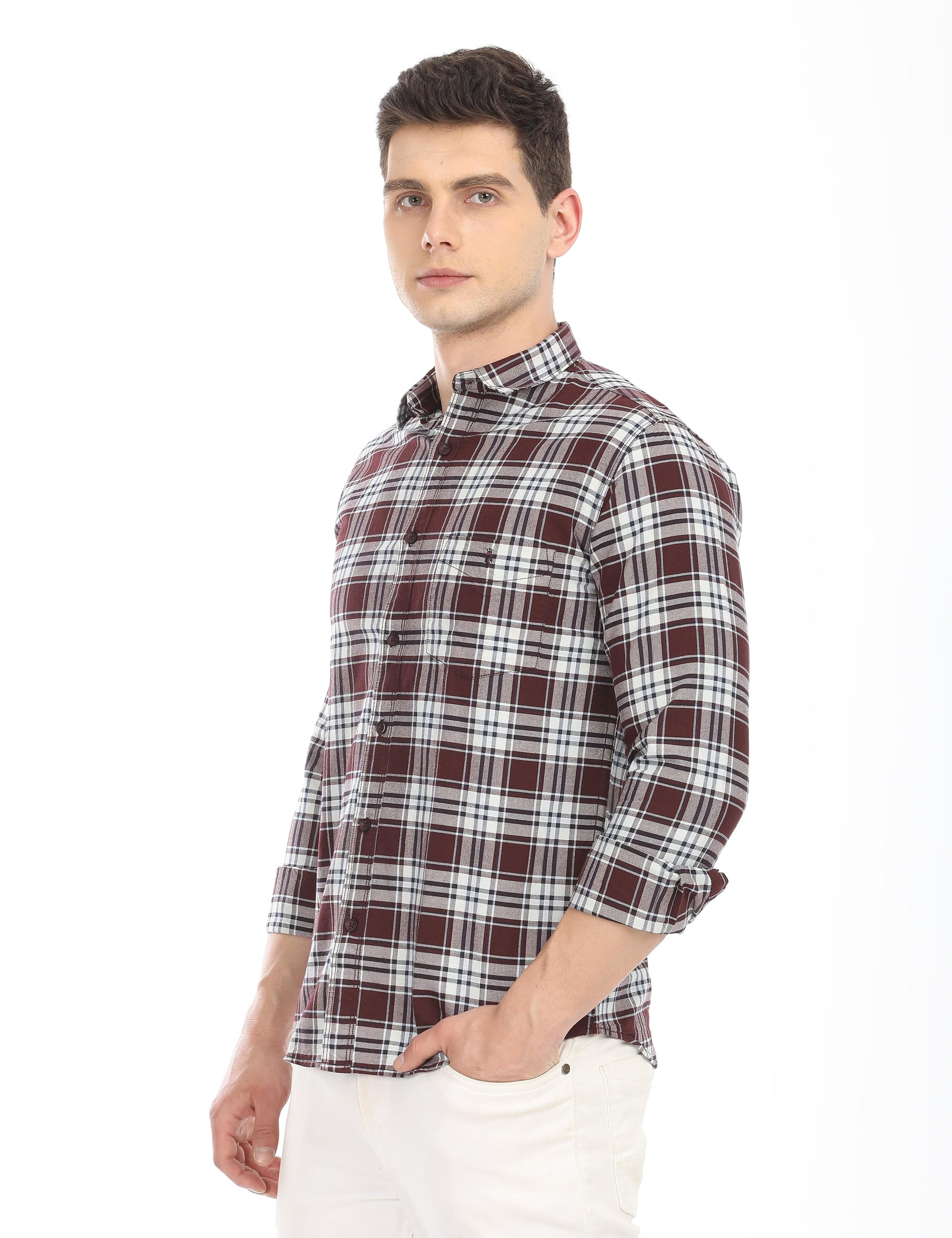 Men's Slim Fit Checks Full Sleeves Casual Shirt