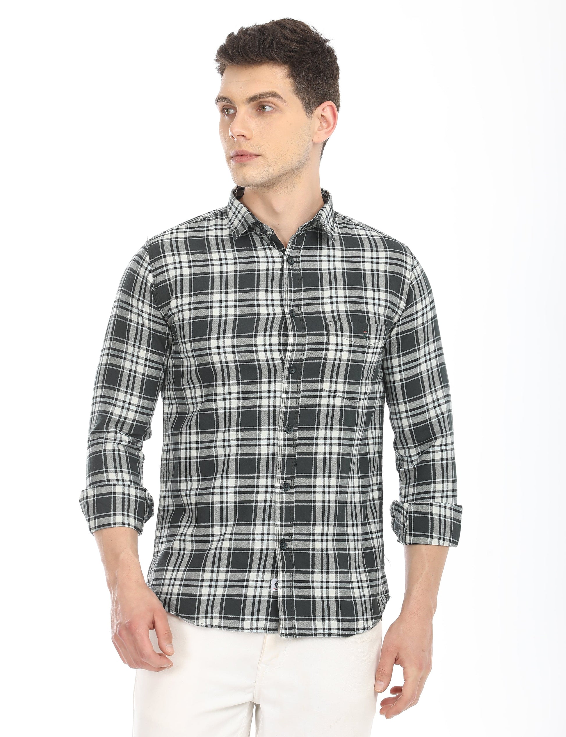 Men's Slim Fit Checks Full Sleeves Casual Shirt