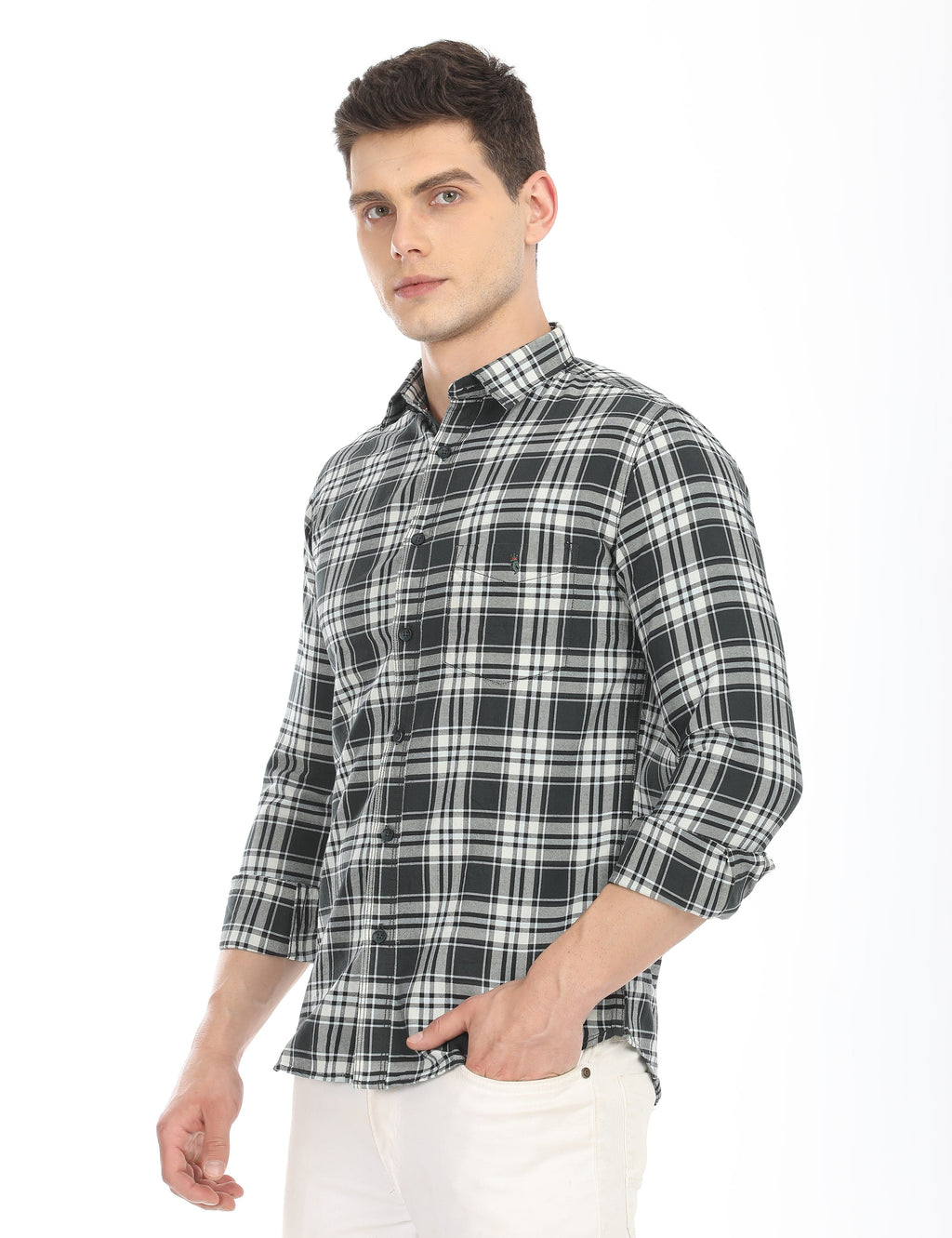 Men's Slim Fit Checks Full Sleeves Casual Shirt
