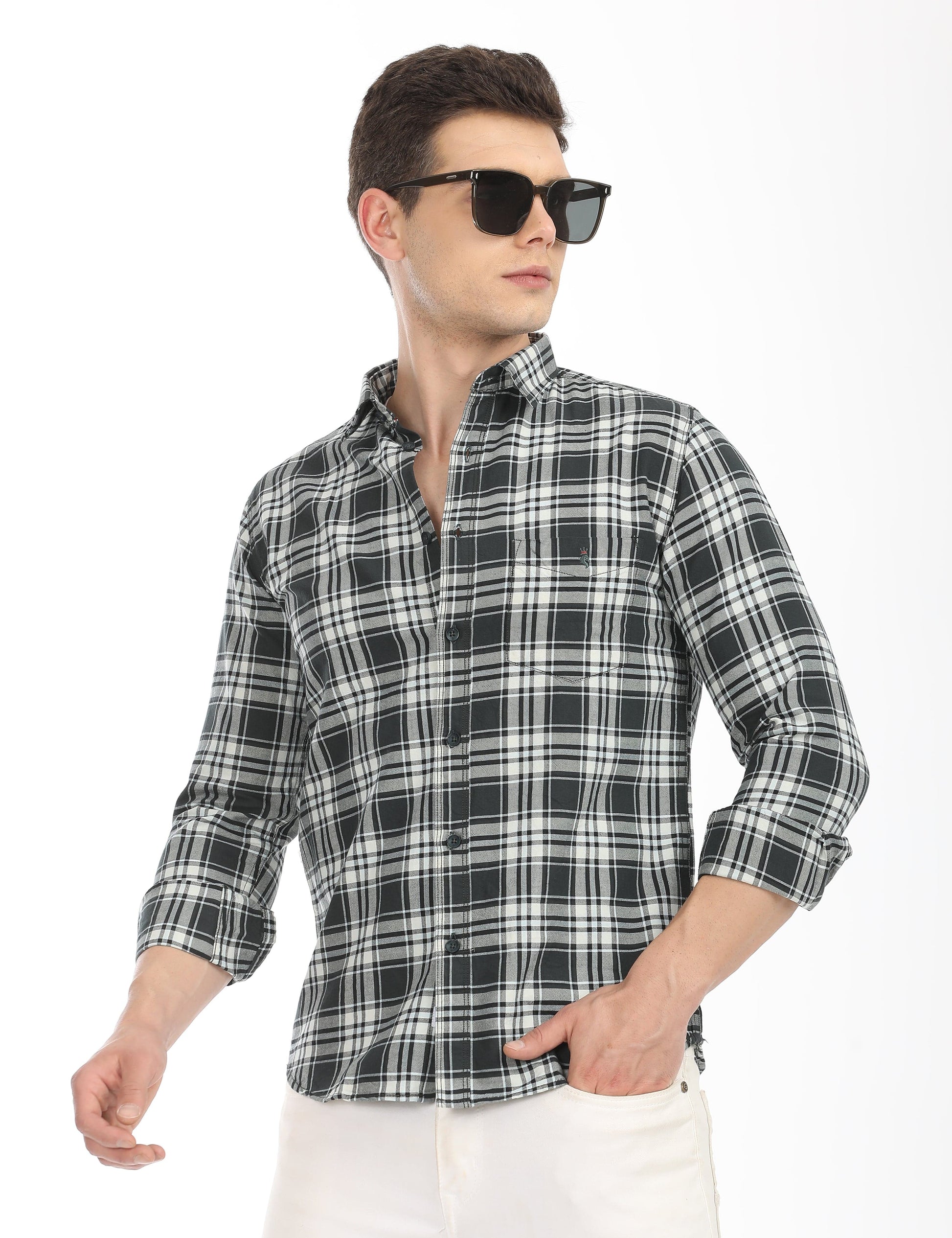 Men's Slim Fit Checks Full Sleeves Casual Shirt