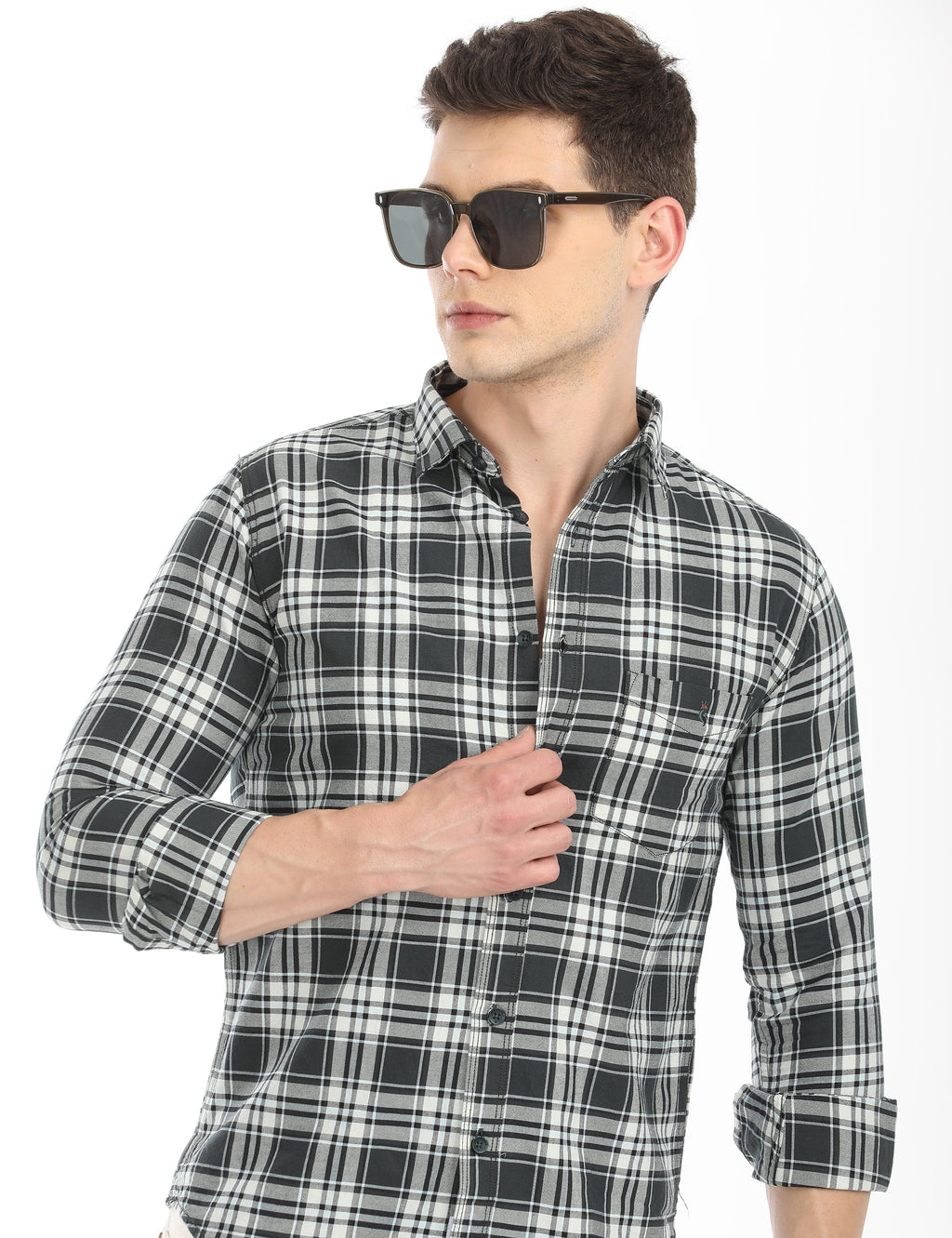 Men's Slim Fit Checks Full Sleeves Casual Shirt