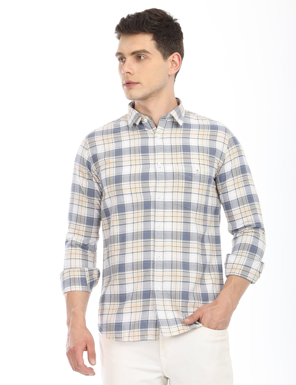 Men's Slim Fit Checks Full Sleeves Casual Shirt