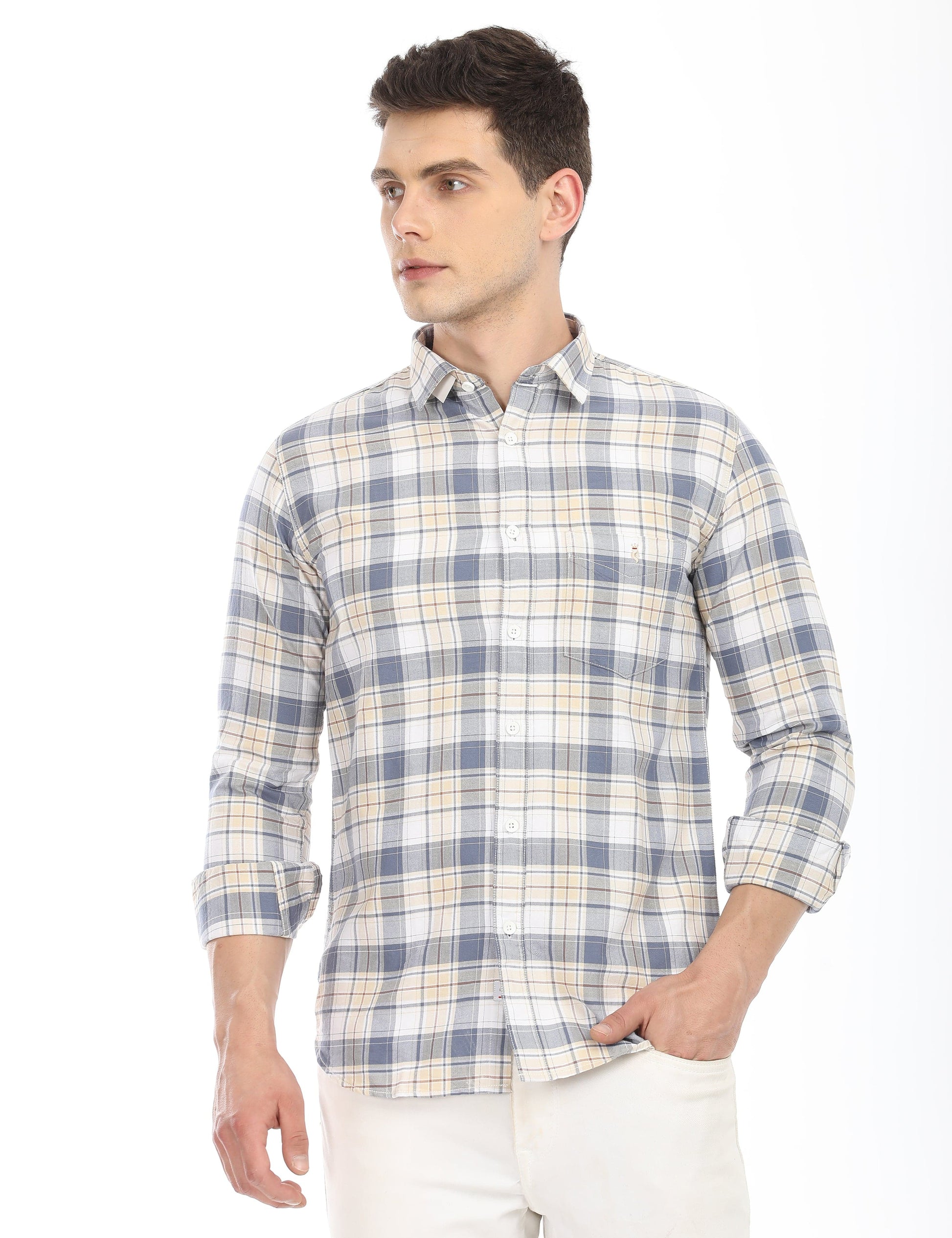 Men's Slim Fit Checks Full Sleeves Casual Shirt