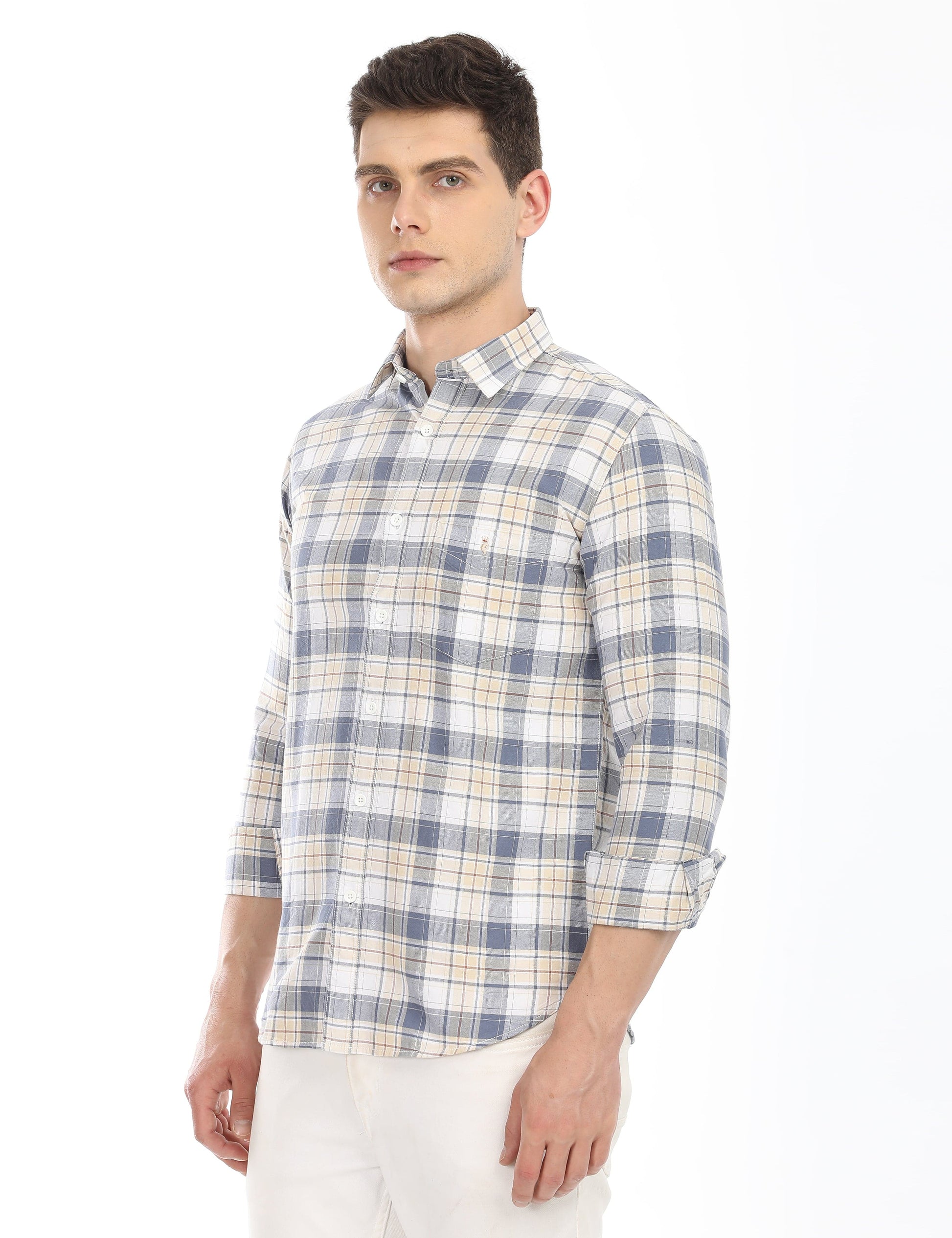 Men's Slim Fit Checks Full Sleeves Casual Shirt