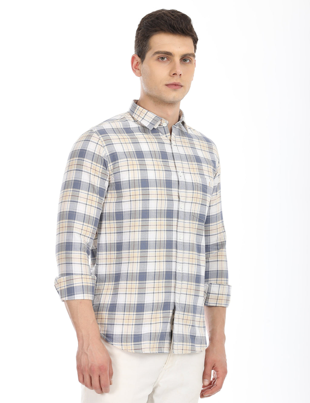 Men's Slim Fit Checks Full Sleeves Casual Shirt