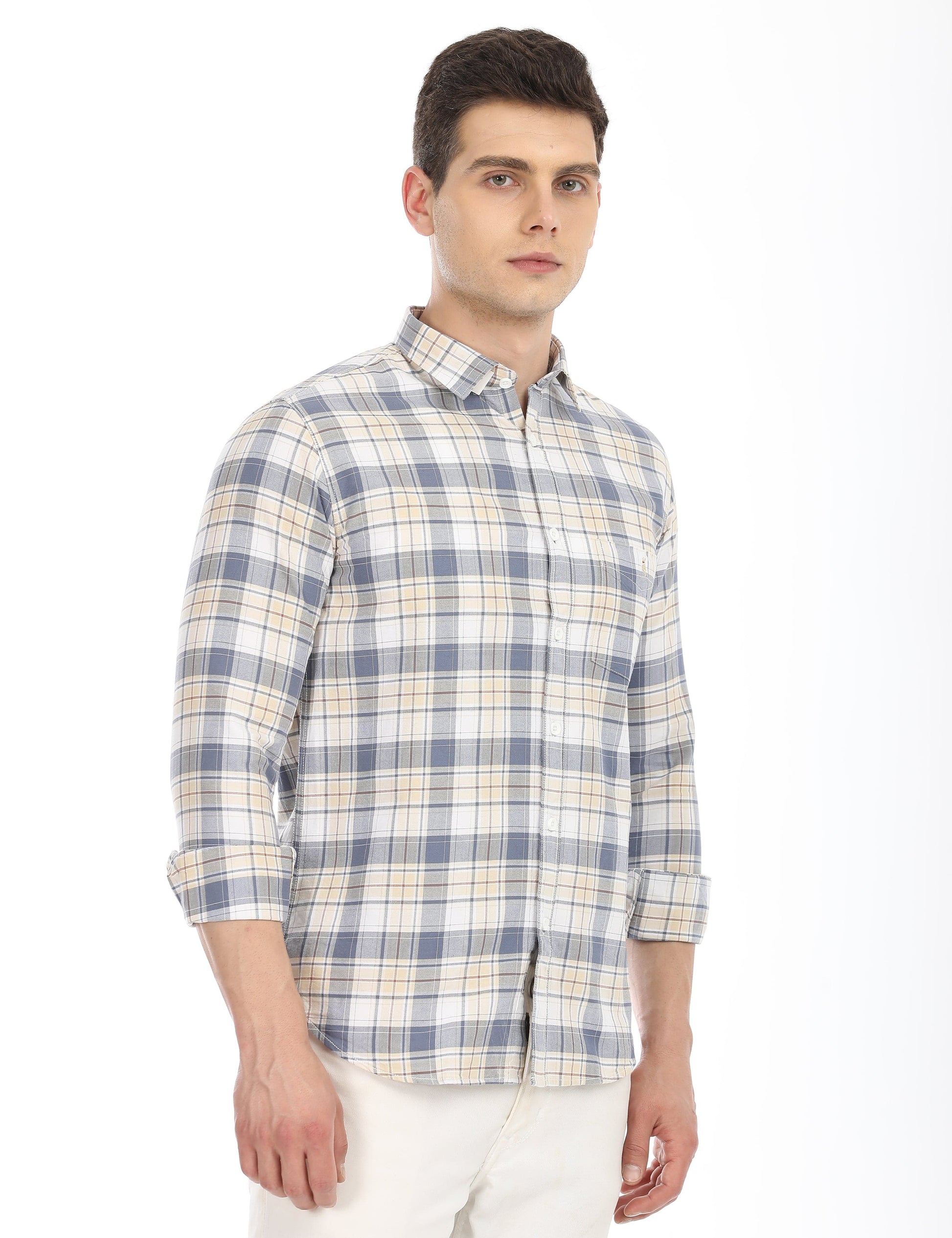 Men's Slim Fit Checks Full Sleeves Casual Shirt