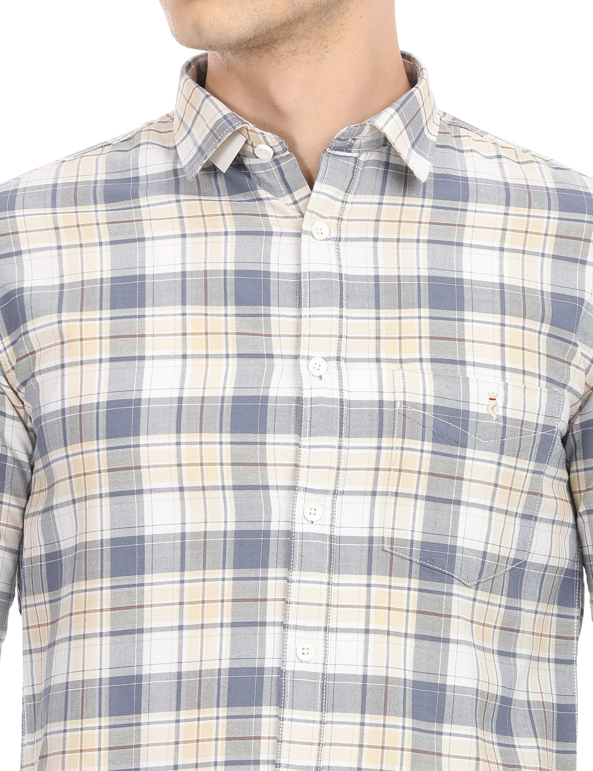Men's Slim Fit Checks Full Sleeves Casual Shirt