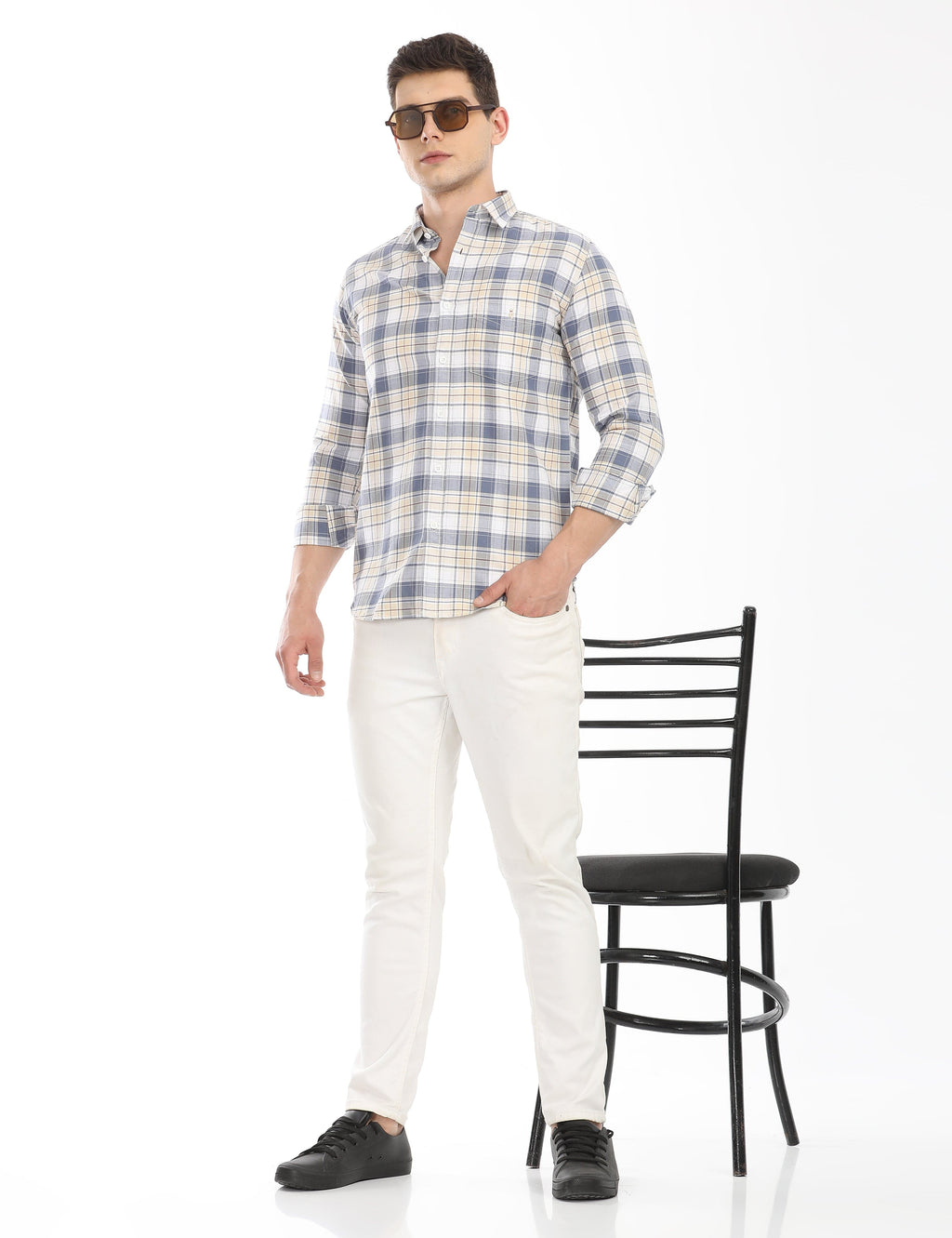 Men's Slim Fit Checks Full Sleeves Casual Shirt