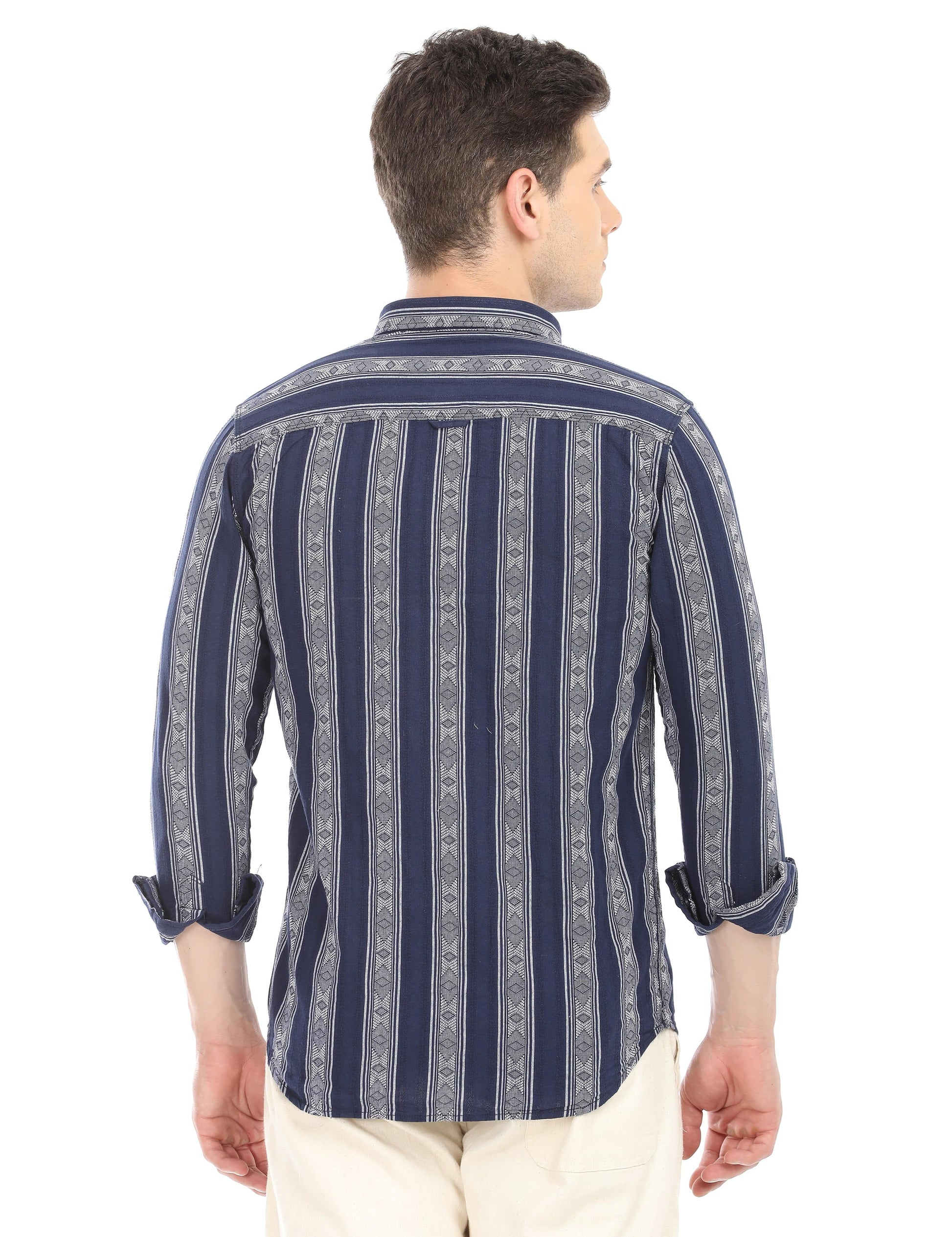 Men's Slim Fit Stripes Full Sleeves Casual Shirt