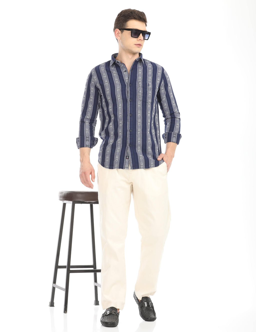 Men's Slim Fit Stripes Full Sleeves Casual Shirt