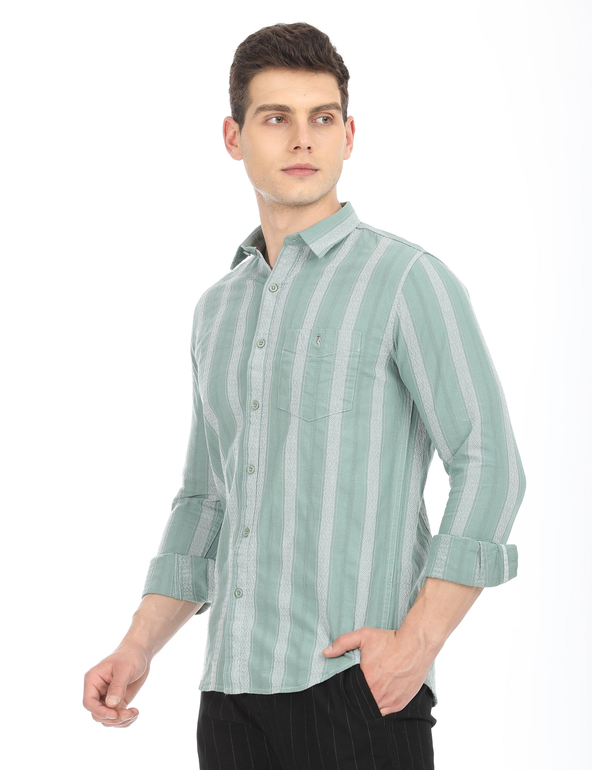 Men's Slim Fit Stripes Full Sleeves Casual Shirt