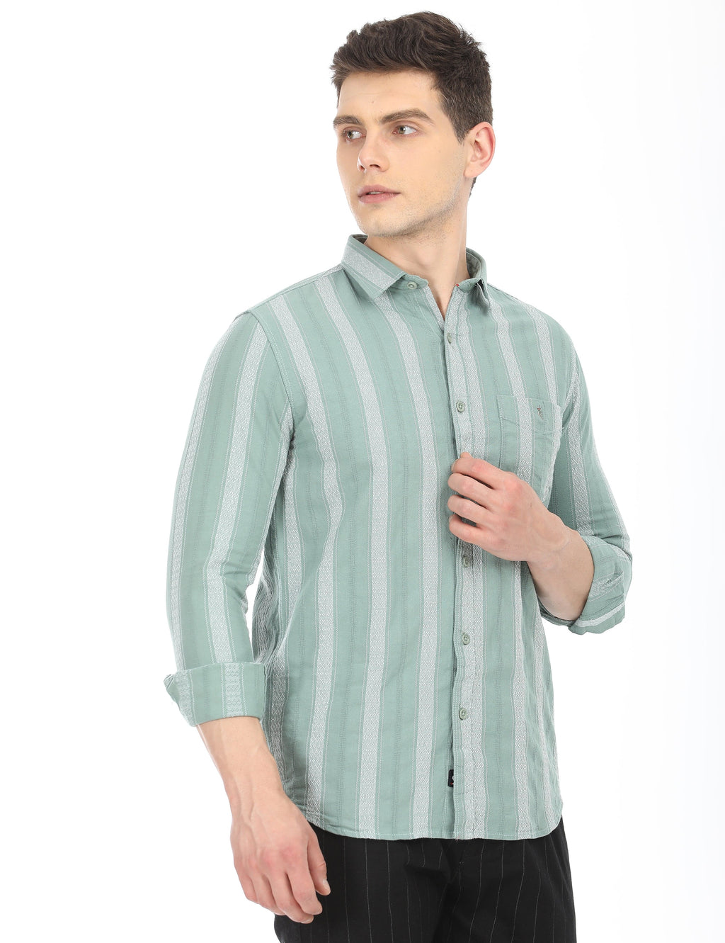 Men's Slim Fit Stripes Full Sleeves Casual Shirt