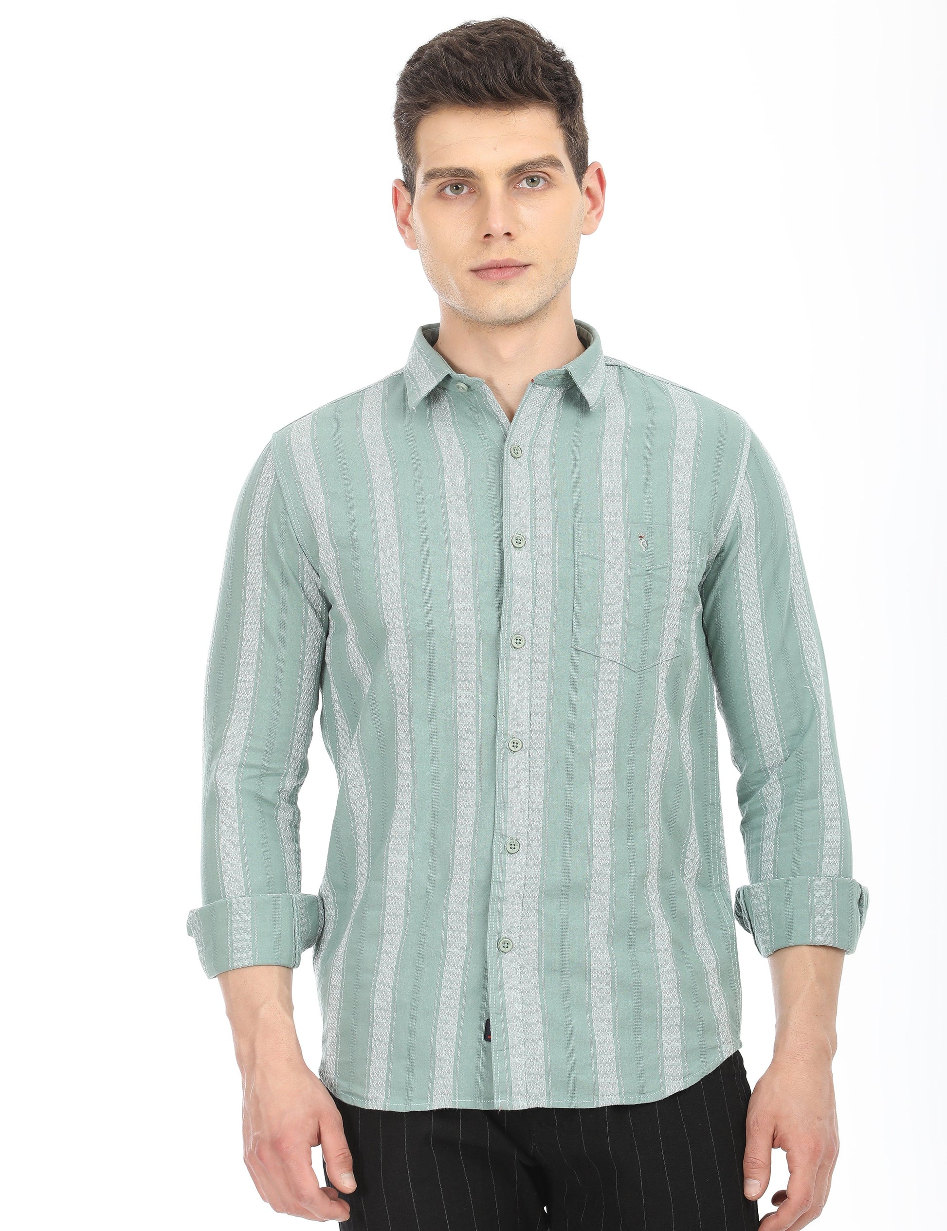 Men's Slim Fit Stripes Full Sleeves Casual Shirt