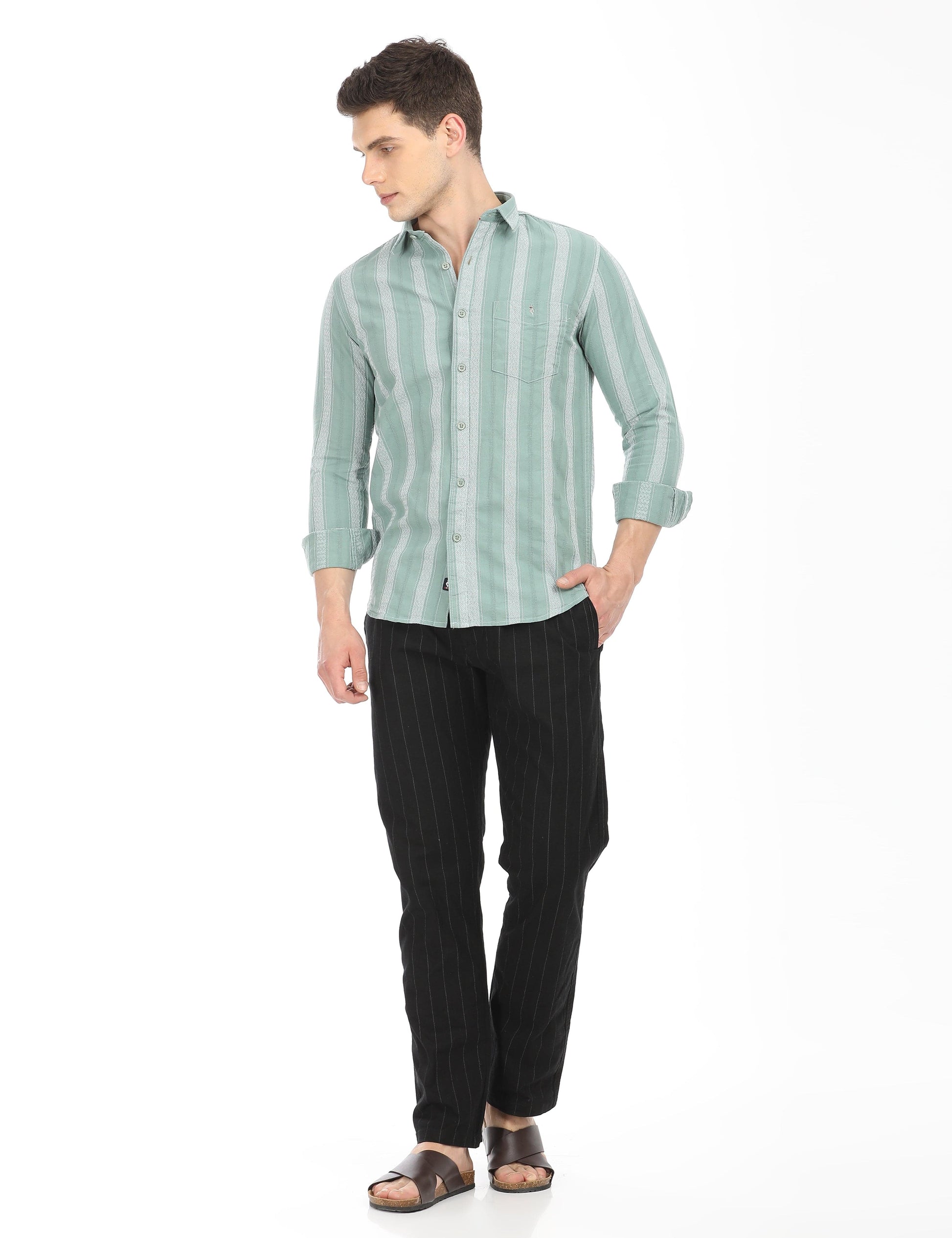 Men's Slim Fit Stripes Full Sleeves Casual Shirt