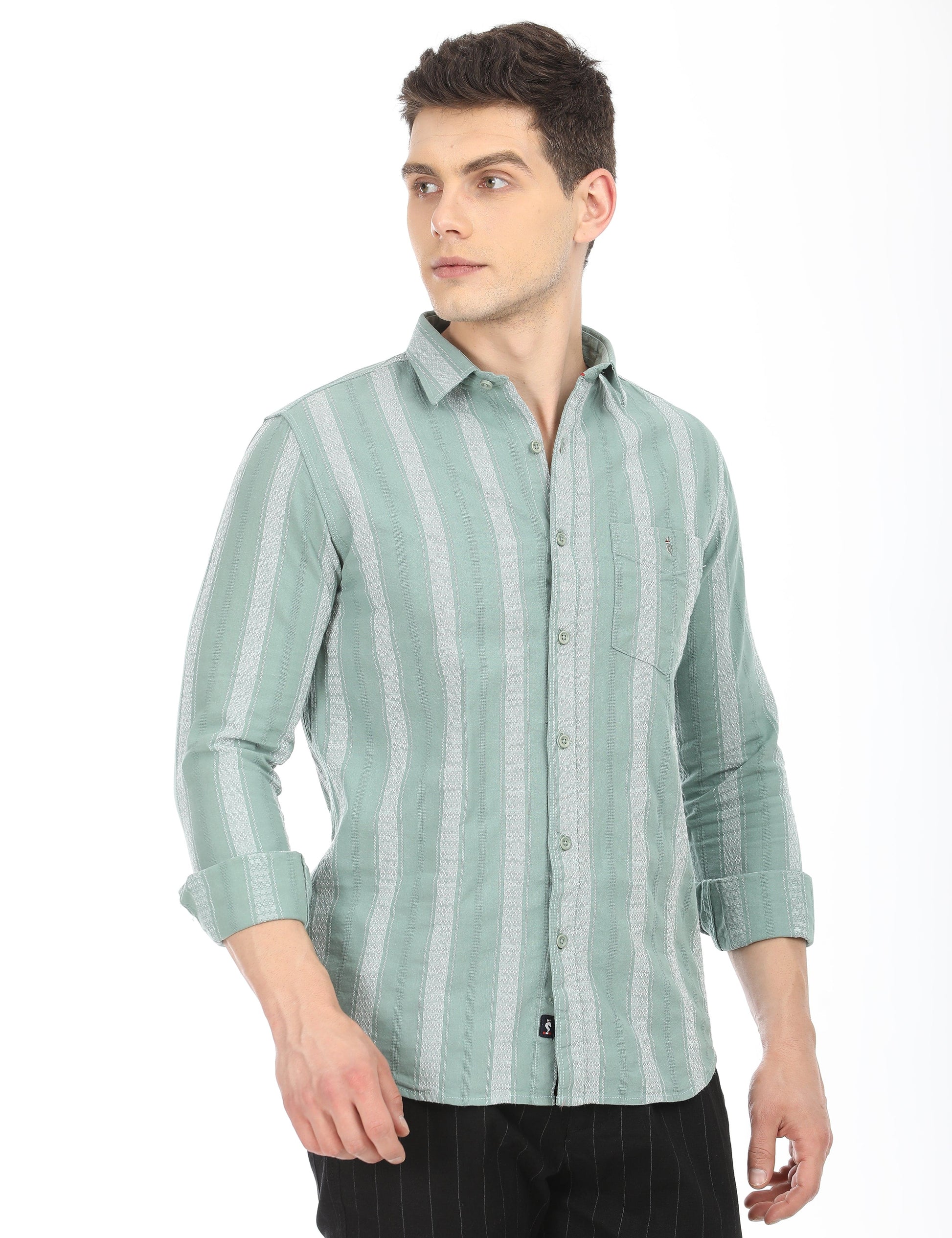 Men's Slim Fit Stripes Full Sleeves Casual Shirt