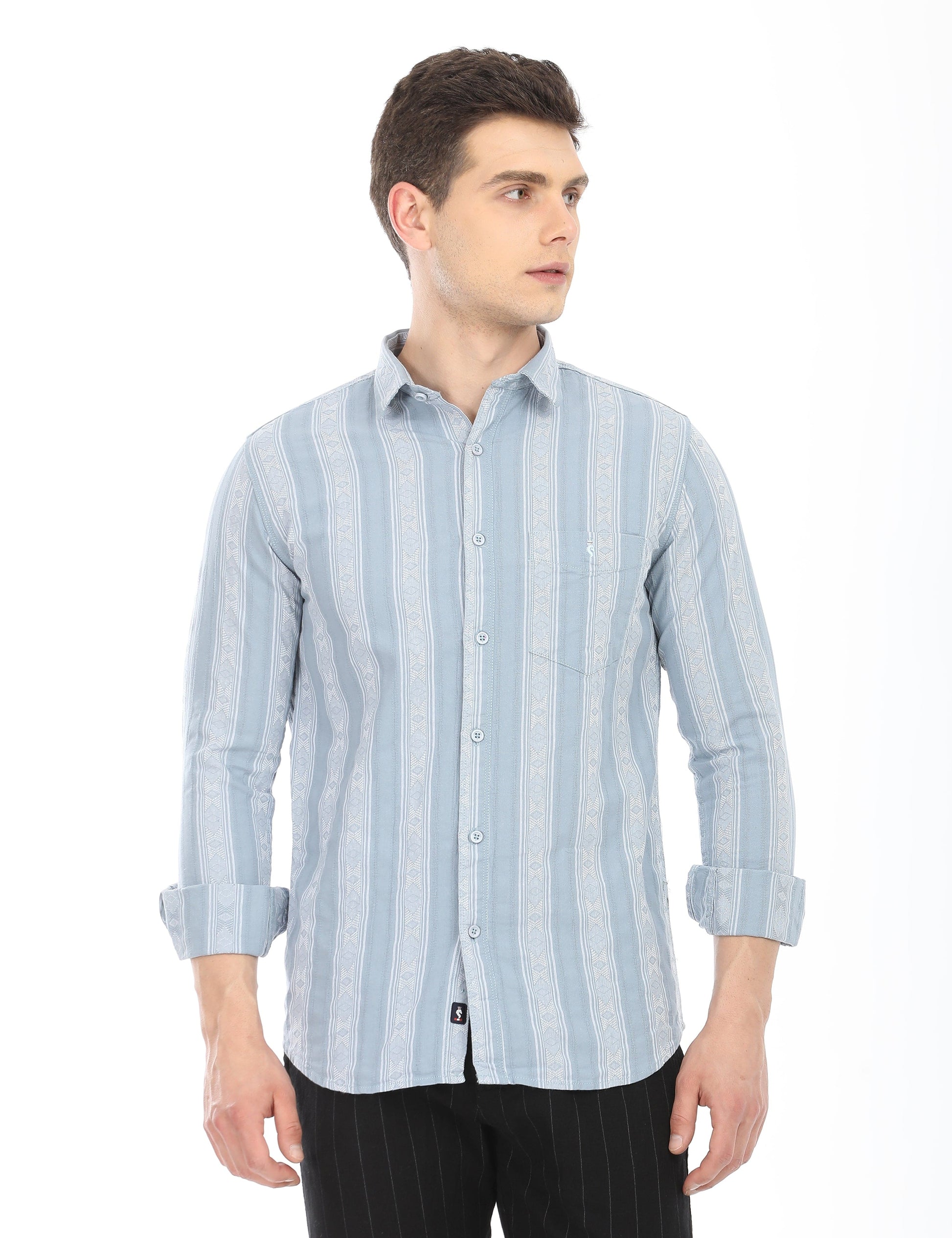 Men's Slim Fit Stripes Full Sleeves Casual Shirt
