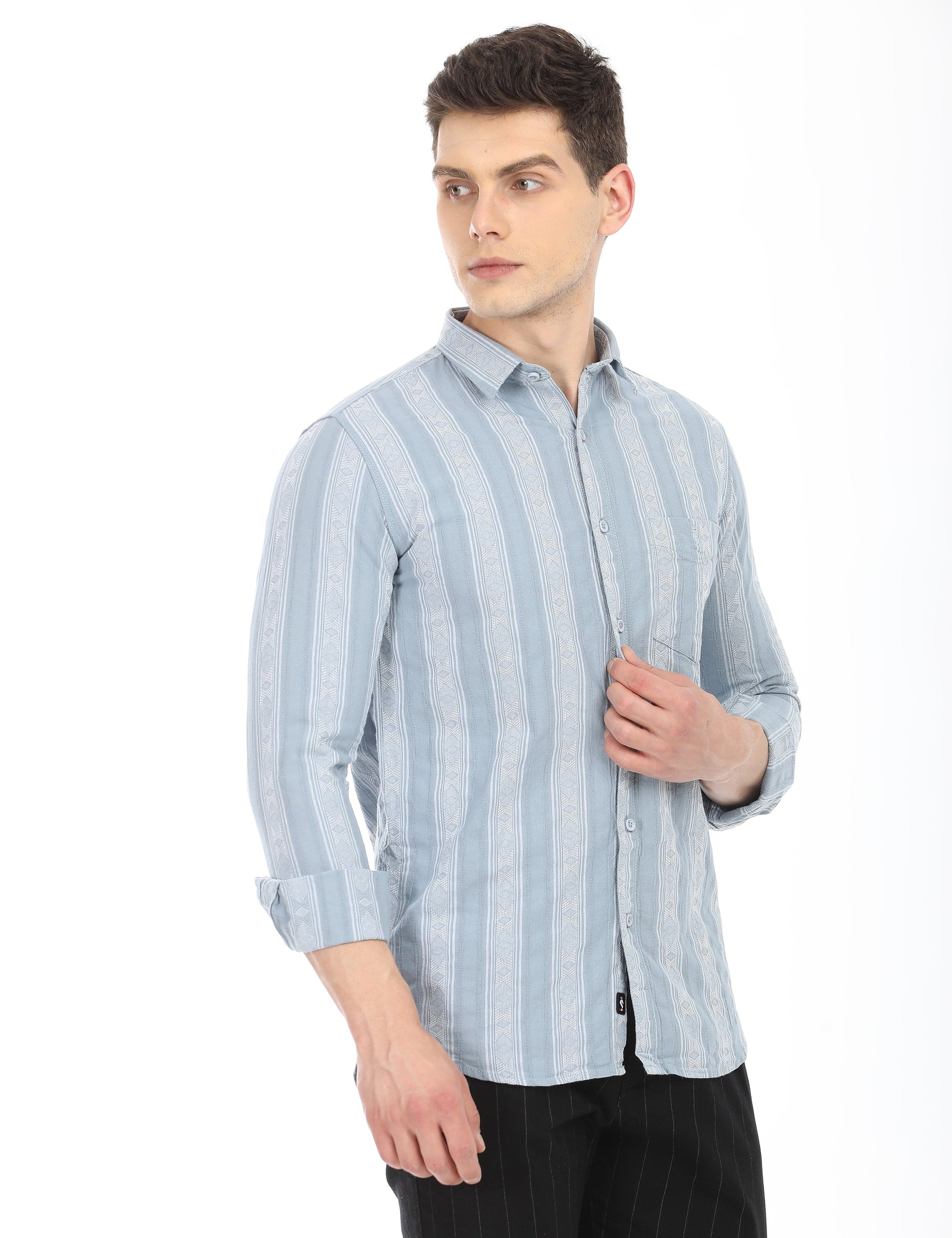 Men's Slim Fit Stripes Full Sleeves Casual Shirt