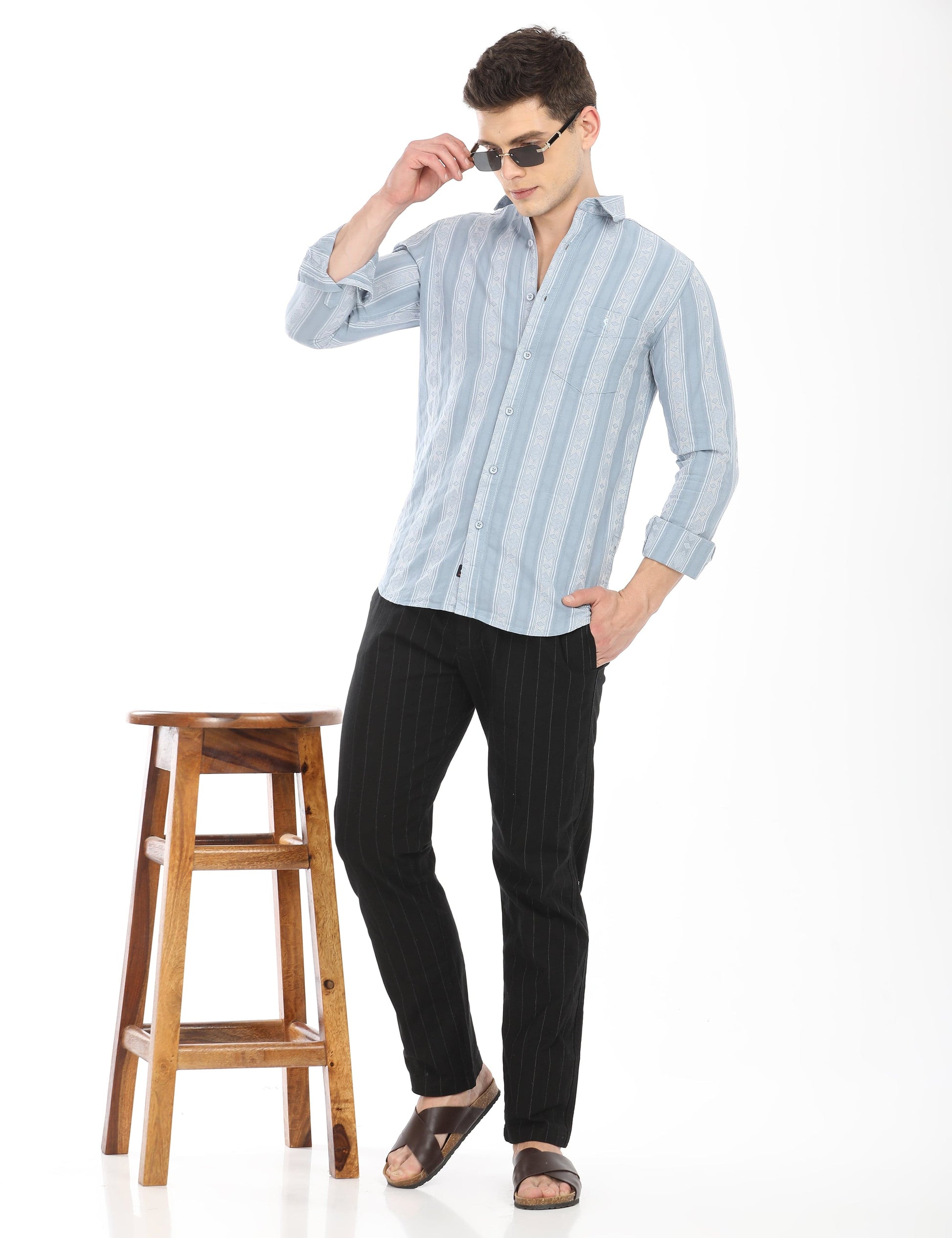 Men's Slim Fit Stripes Full Sleeves Casual Shirt