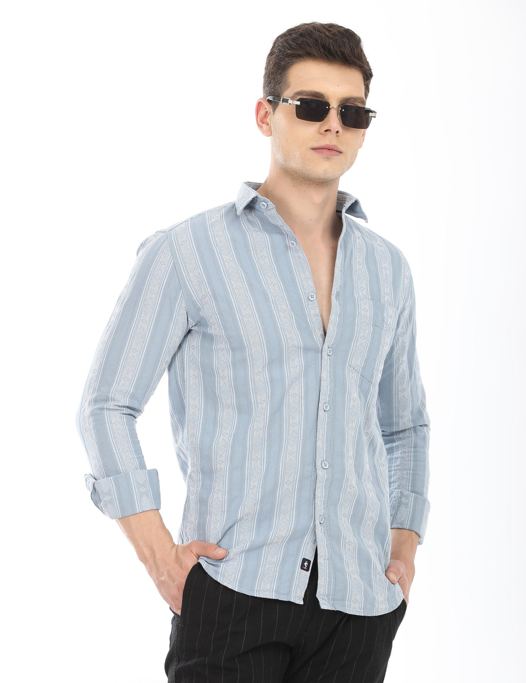 Men's Slim Fit Stripes Full Sleeves Casual Shirt