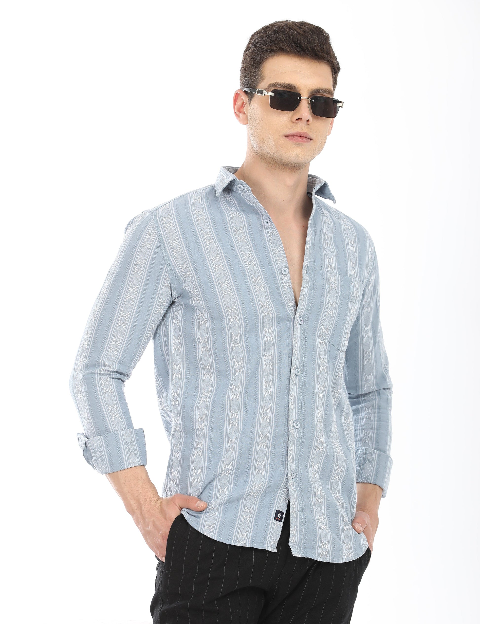 Men's Slim Fit Stripes Full Sleeves Casual Shirt