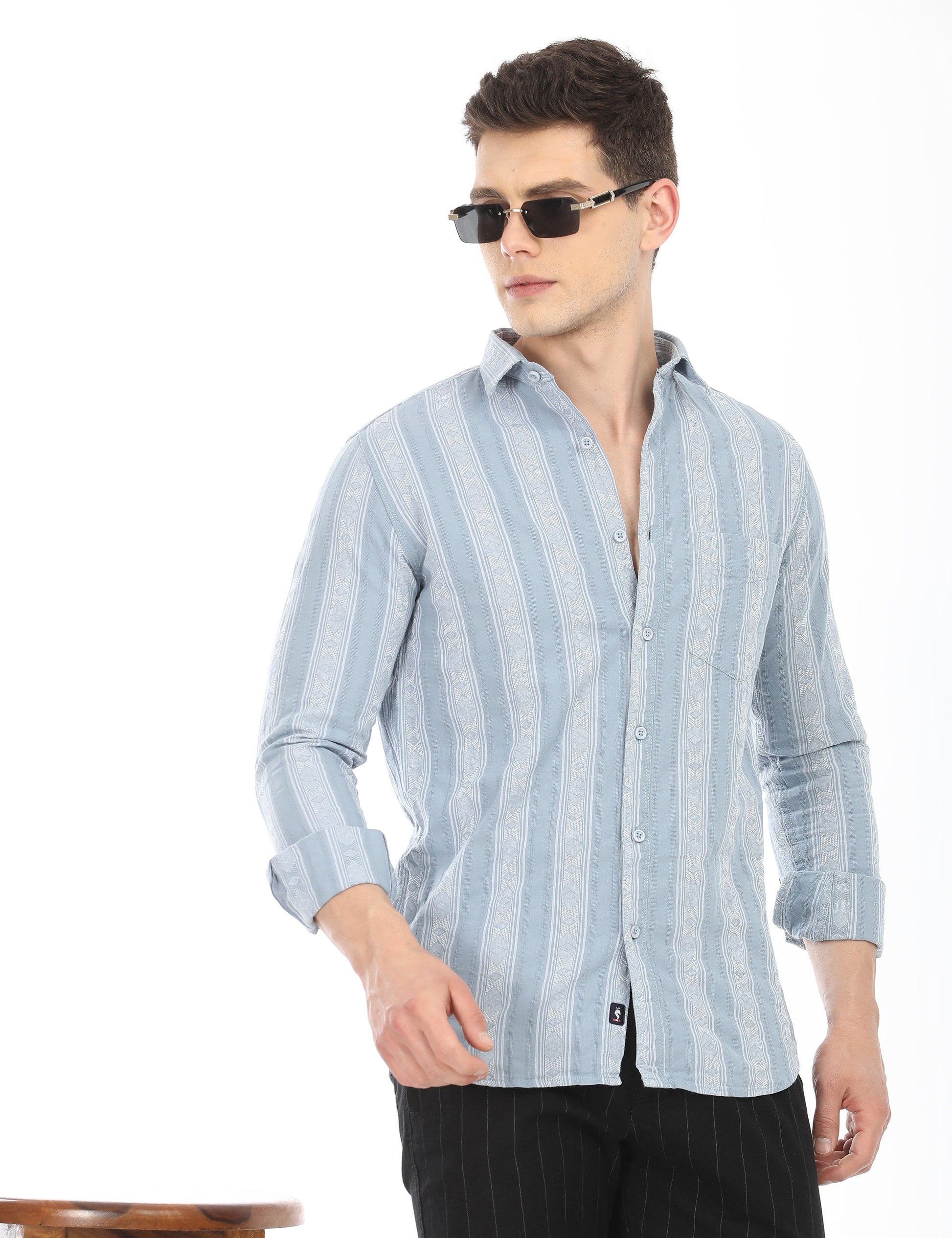 Men's Slim Fit Stripes Full Sleeves Casual Shirt