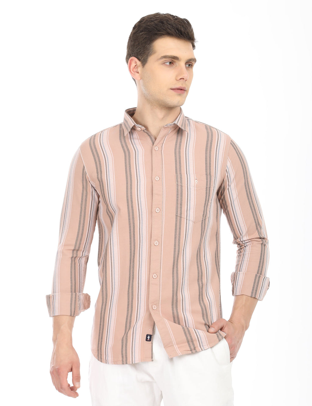 Men's Slim Fit Stripes Full Sleeves Casual Shirt