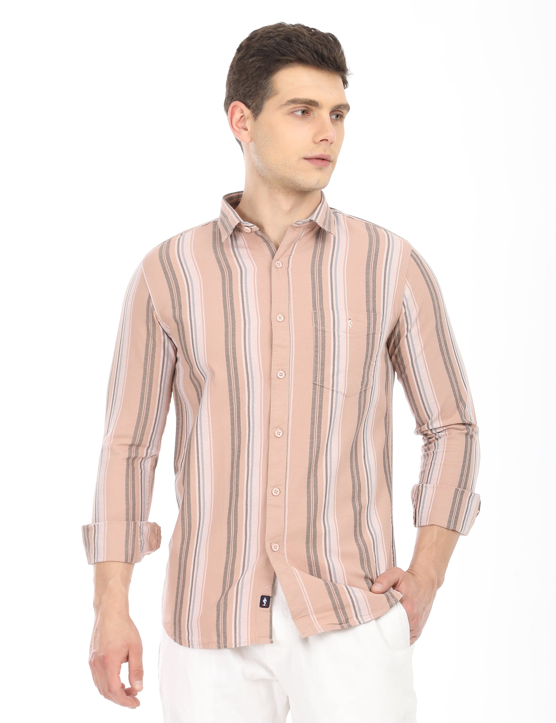 Men's Slim Fit Stripes Full Sleeves Casual Shirt