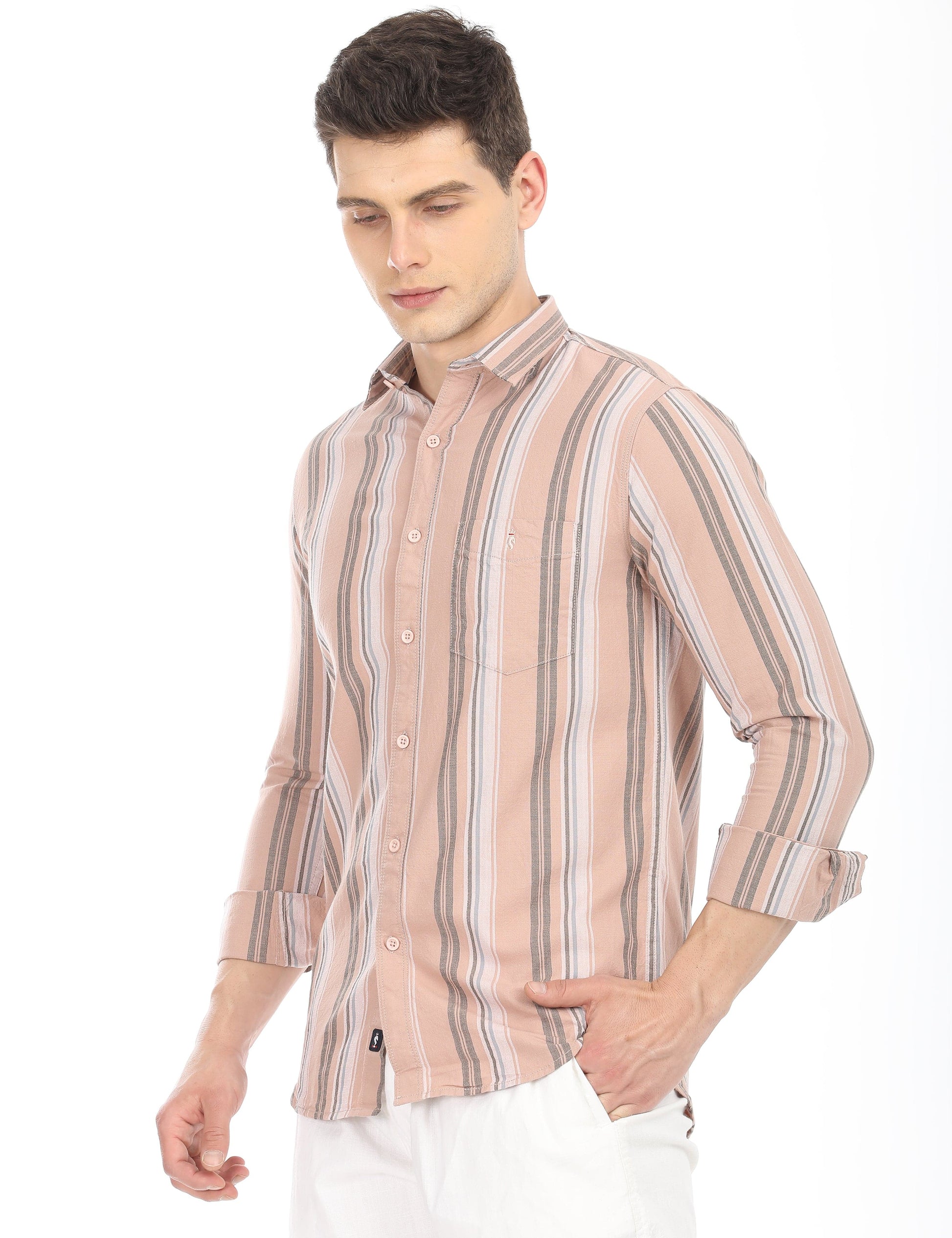 Men's Slim Fit Stripes Full Sleeves Casual Shirt